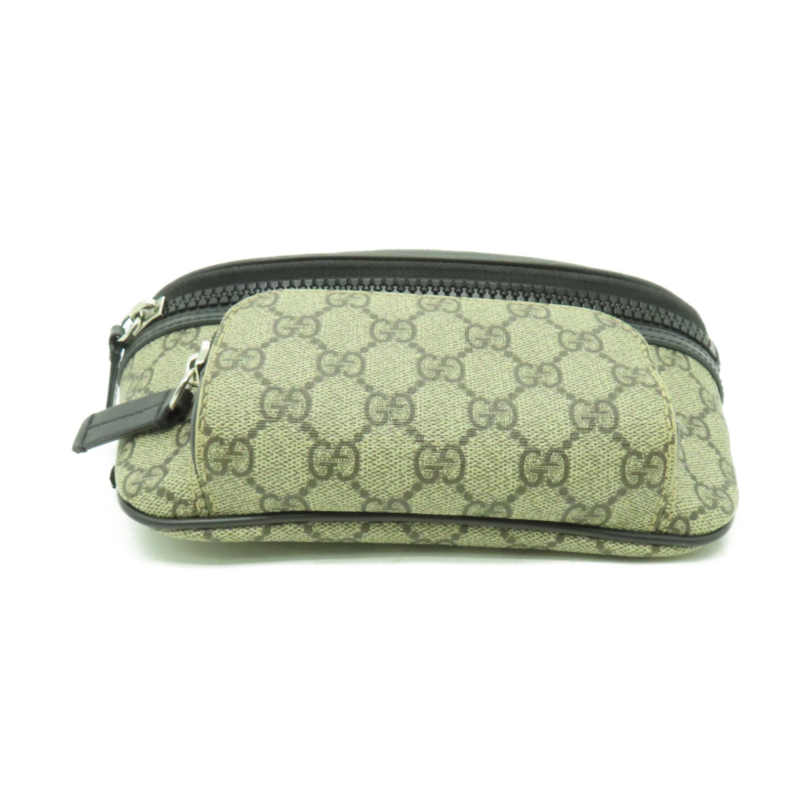GUCCI 塗層帆布Eden Belt Bag銀扣腰包黒色/棕色