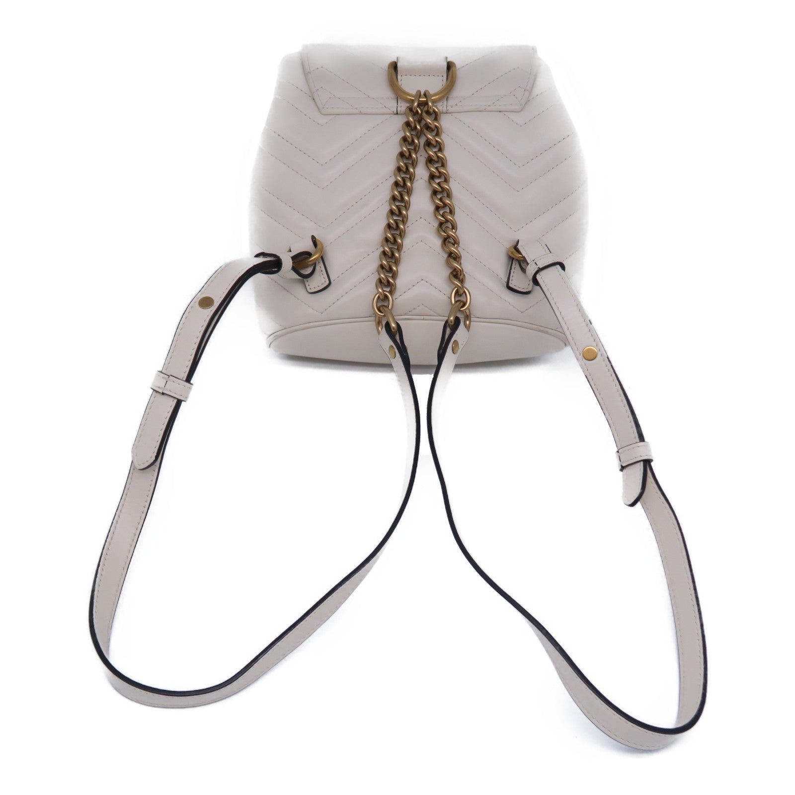 GUCCI 斜紋牛皮皮革Backpack金扣背包白色