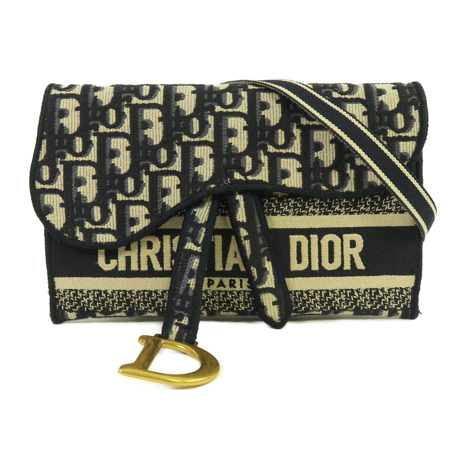 Dior 帆布Belt Bag金扣腰包藍色