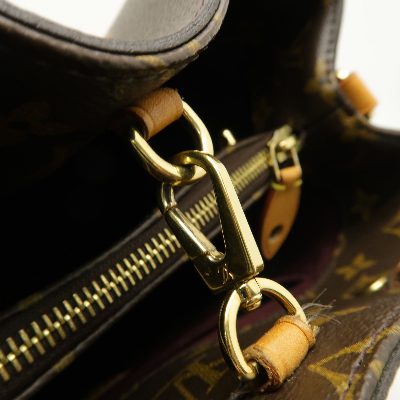 LOUIS VUITTON Monogram Montaigne MM金扣手挽肩背兩用袋棕色