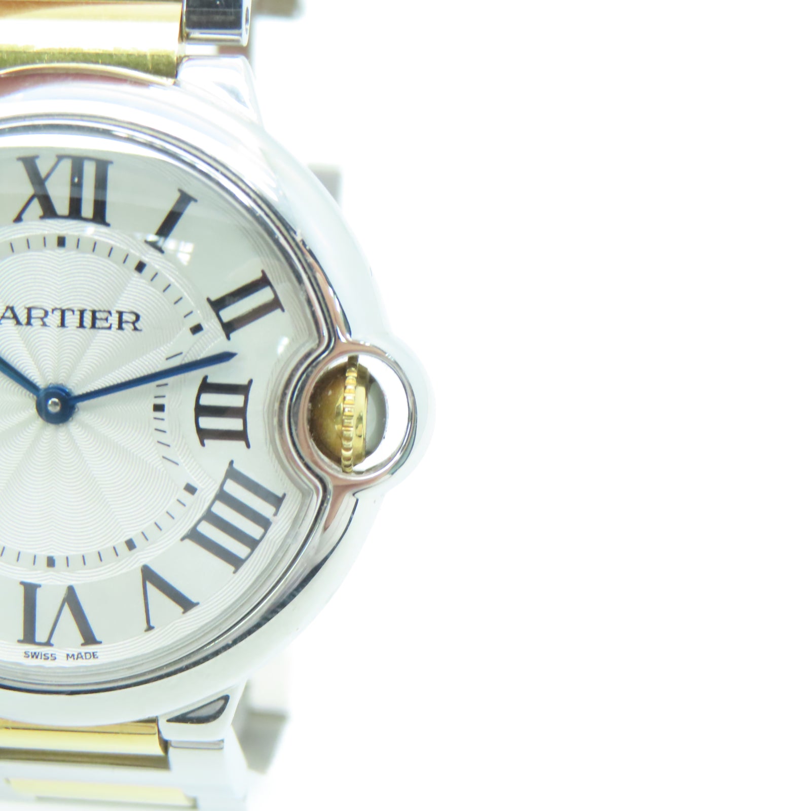 CARTIER Ballon Blue 36MM 18K Gold/Stainless Steel Watch Quartz Movement White