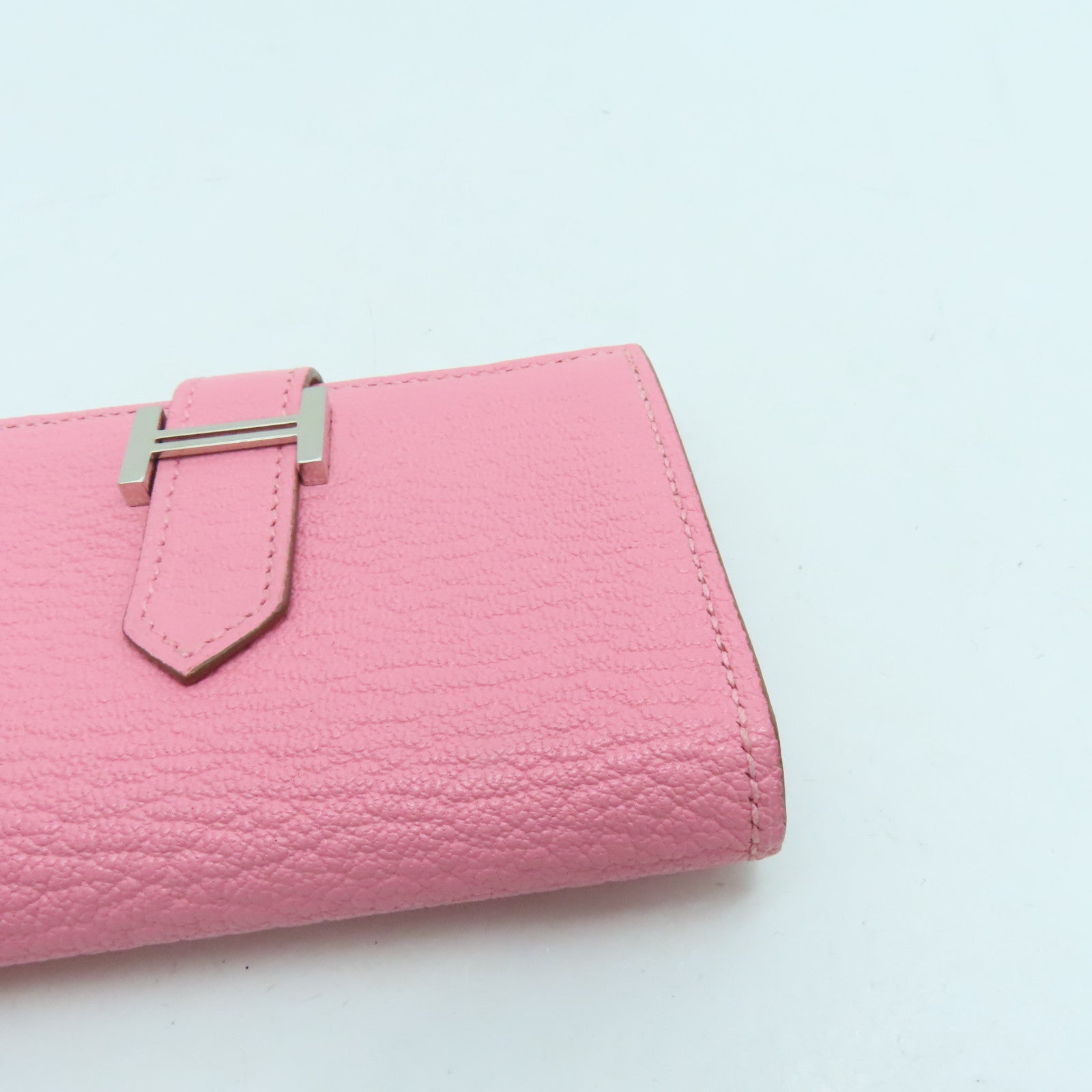 HERMES Chevre皮革Card Case卡片套銀扣粉紅色