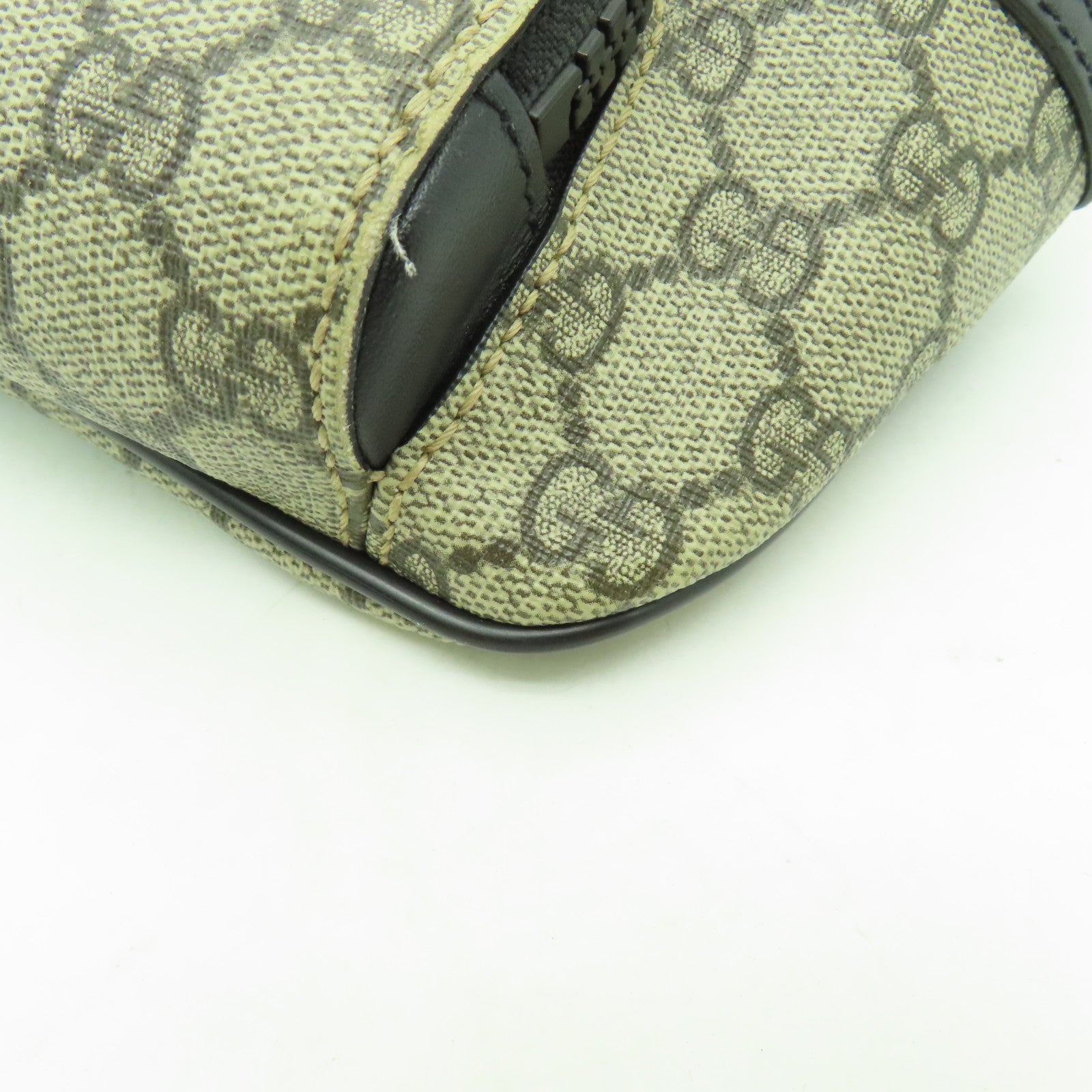 GUCCI 塗層帆布Eden Belt Bag銀扣腰包黒色/棕色