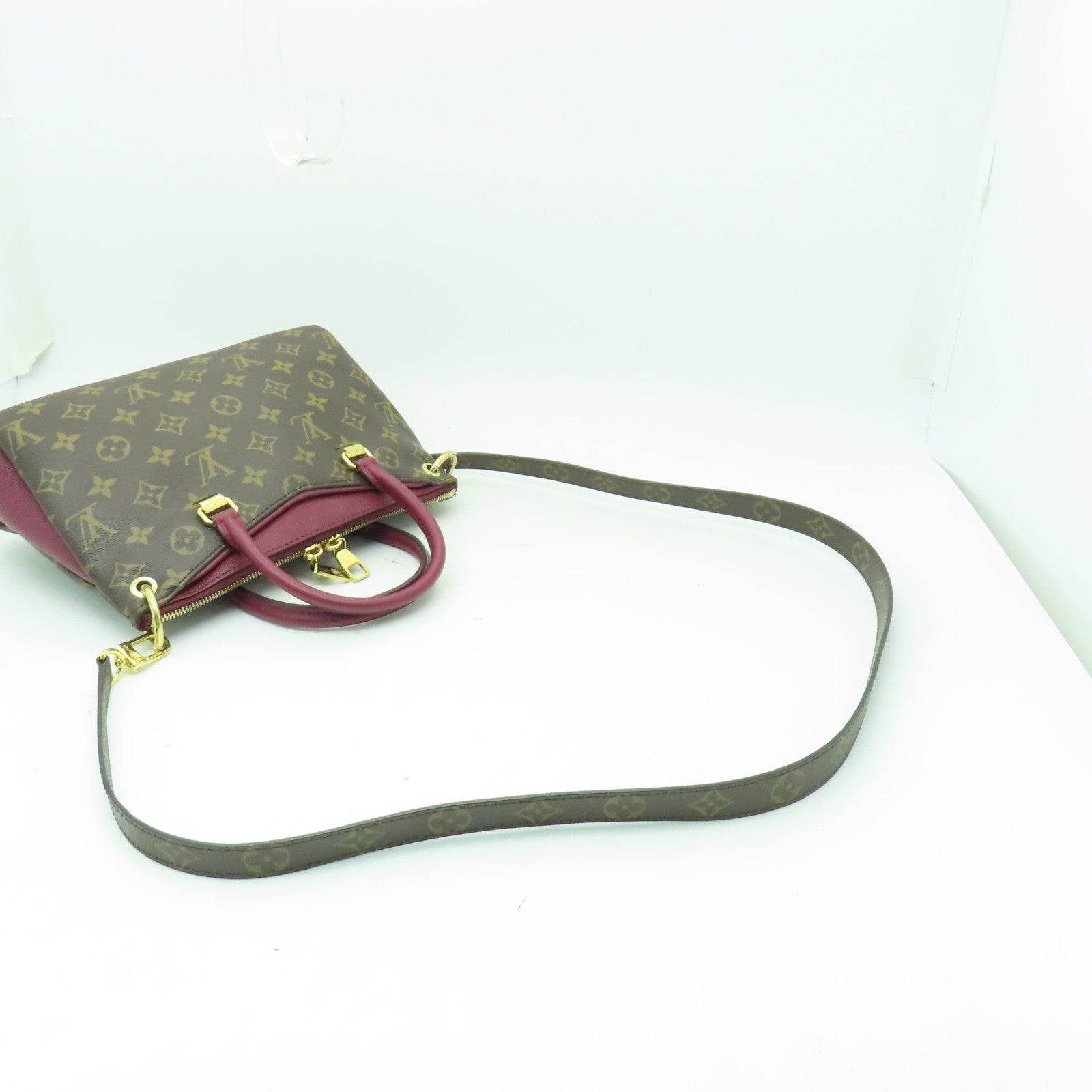 LOUIS VUITTON Monogram Pallas BB金扣手挽肩背兩用袋啡色/紫色