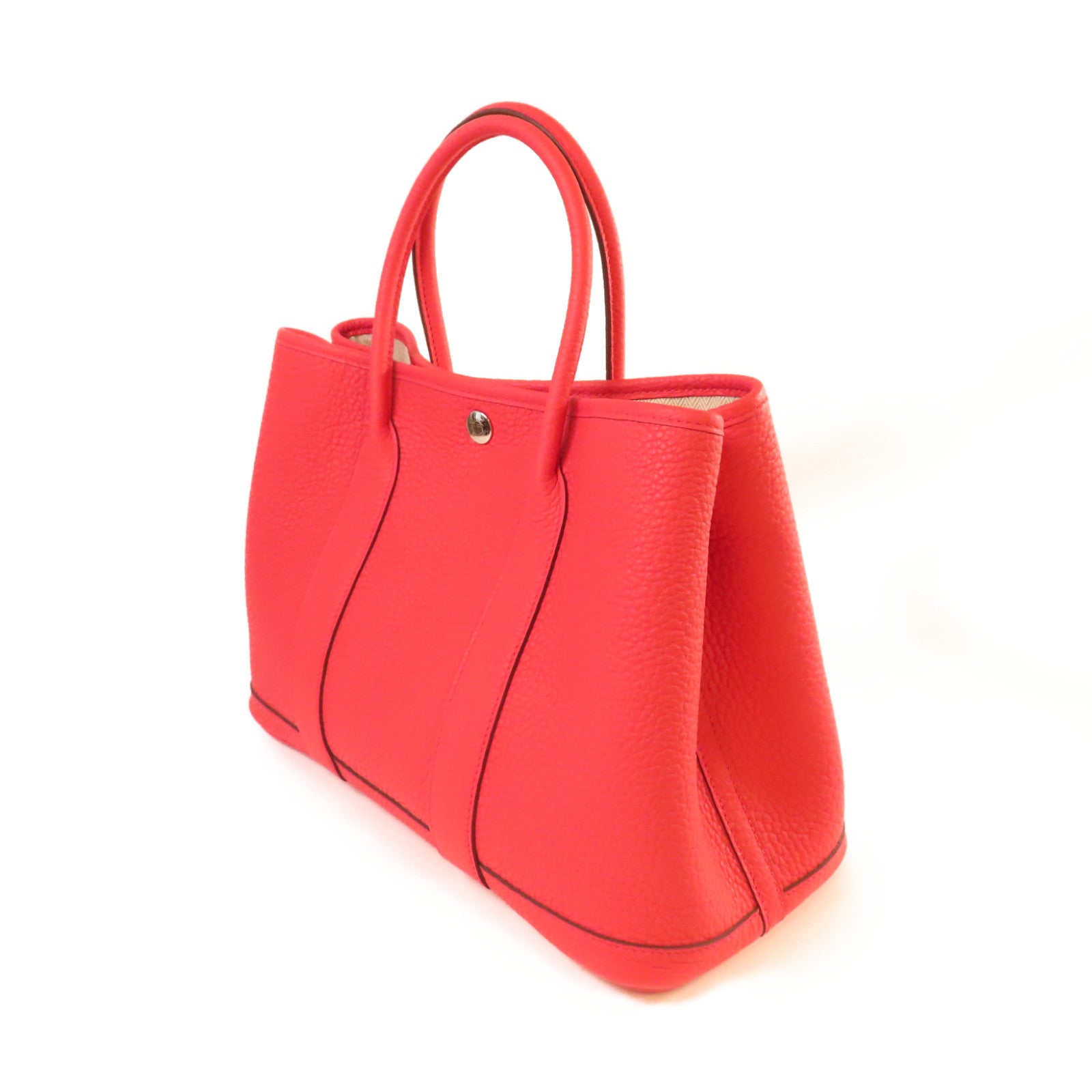HERMES Negonda皮革Garden Party TPM Tote Bag銀扣手挽袋紅色