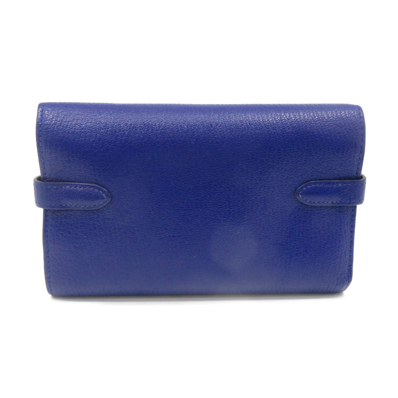HERMES Chevre皮革Kelly Short Wallet银扣短钱包Bleu Electrique蓝色
