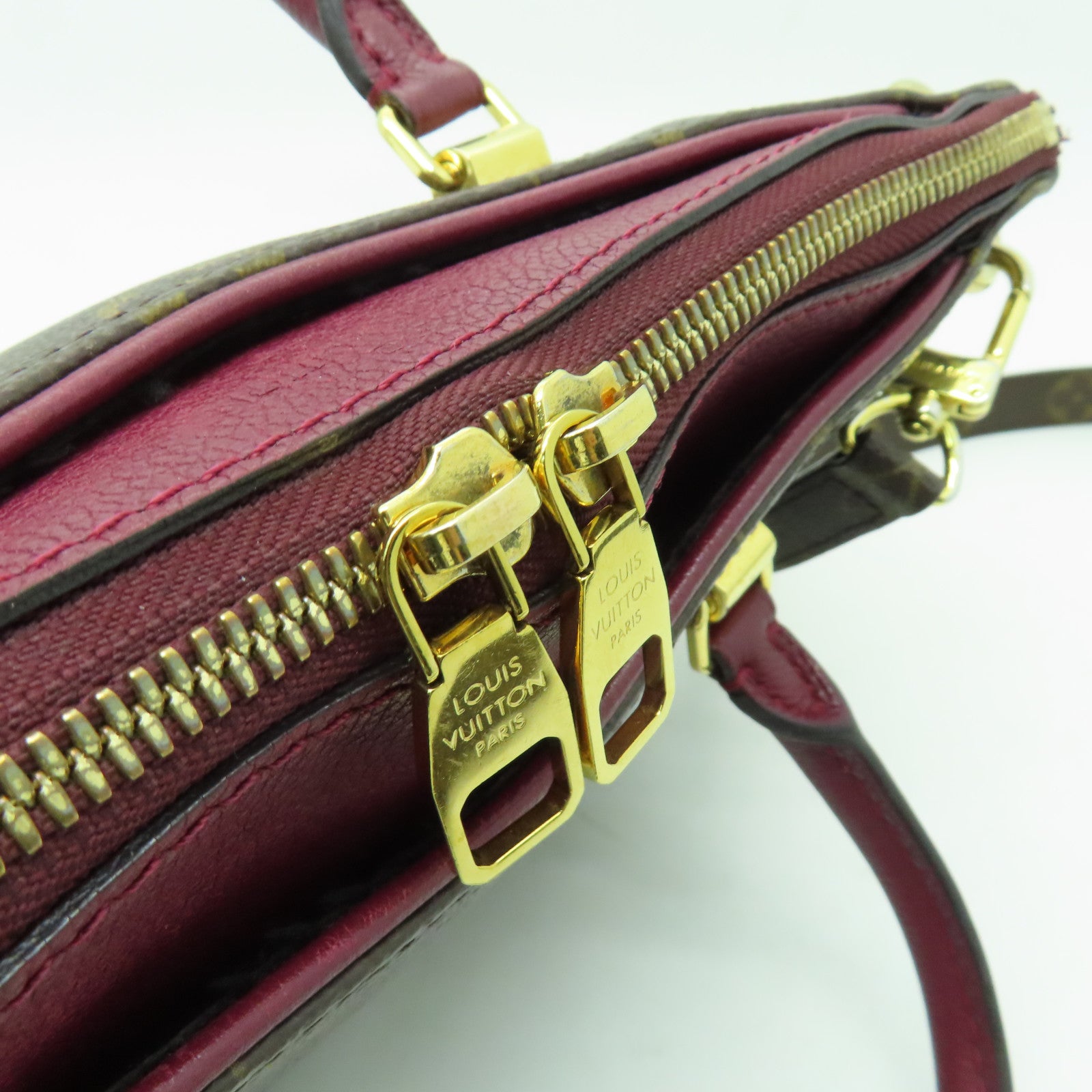 LOUIS VUITTON Monogram Pallas BB金扣手挽肩背兩用袋啡色/紫色