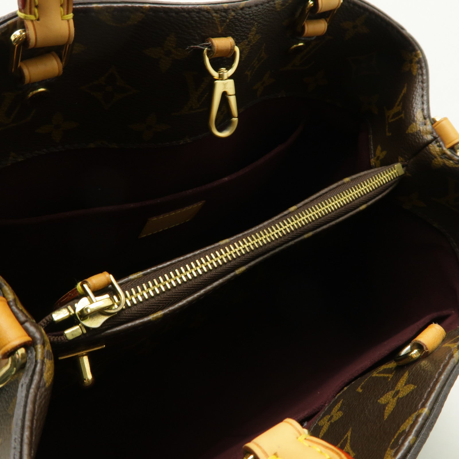 LOUIS VUITTON Monogram Montaigne MM金扣手挽肩背兩用袋棕色