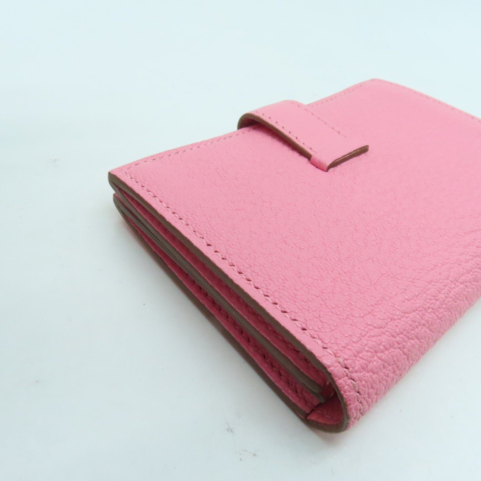HERMES Chevre皮革Card Case卡片套銀扣粉紅色