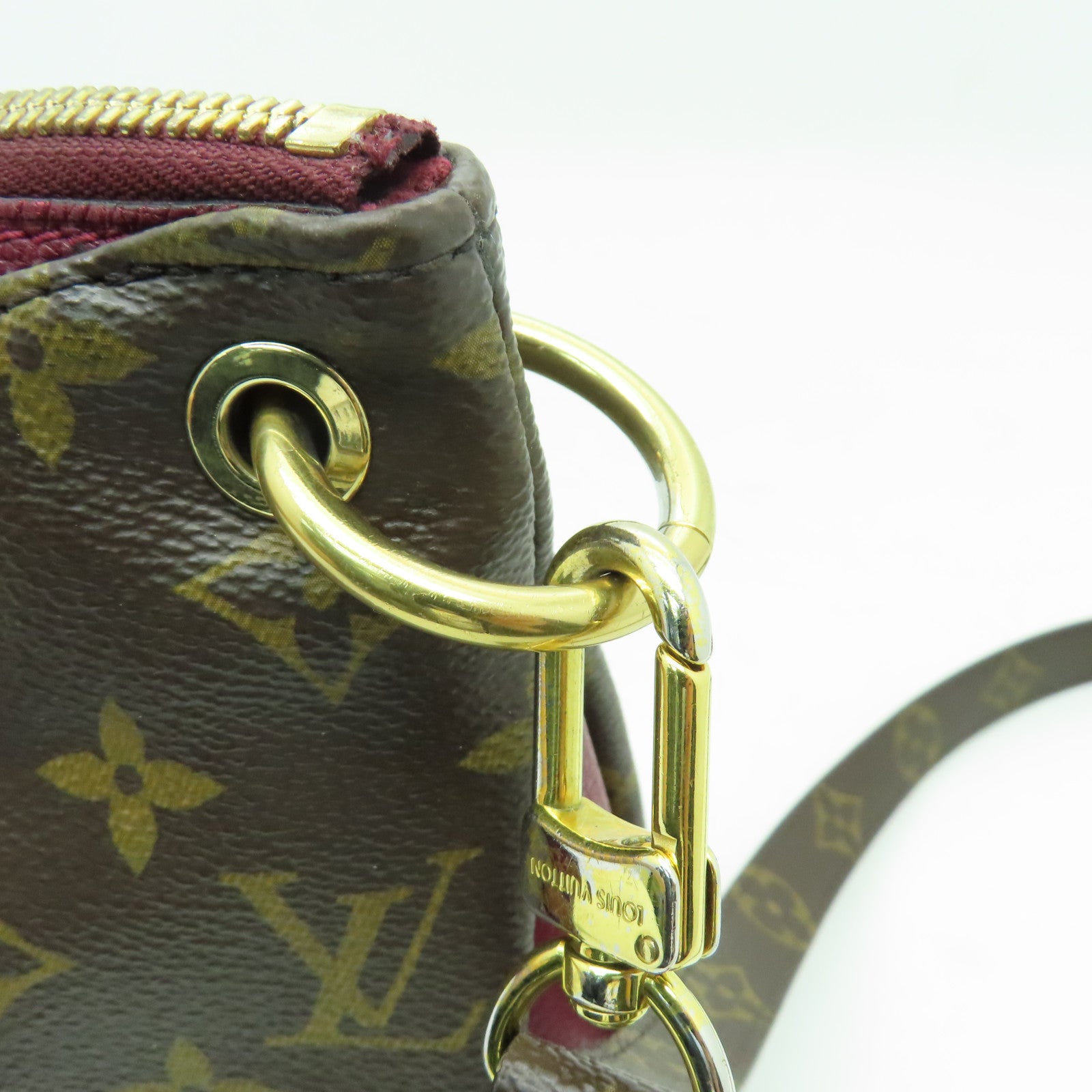 LOUIS VUITTON Monogram Pallas BB金扣手挽肩背兩用袋啡色/紫色