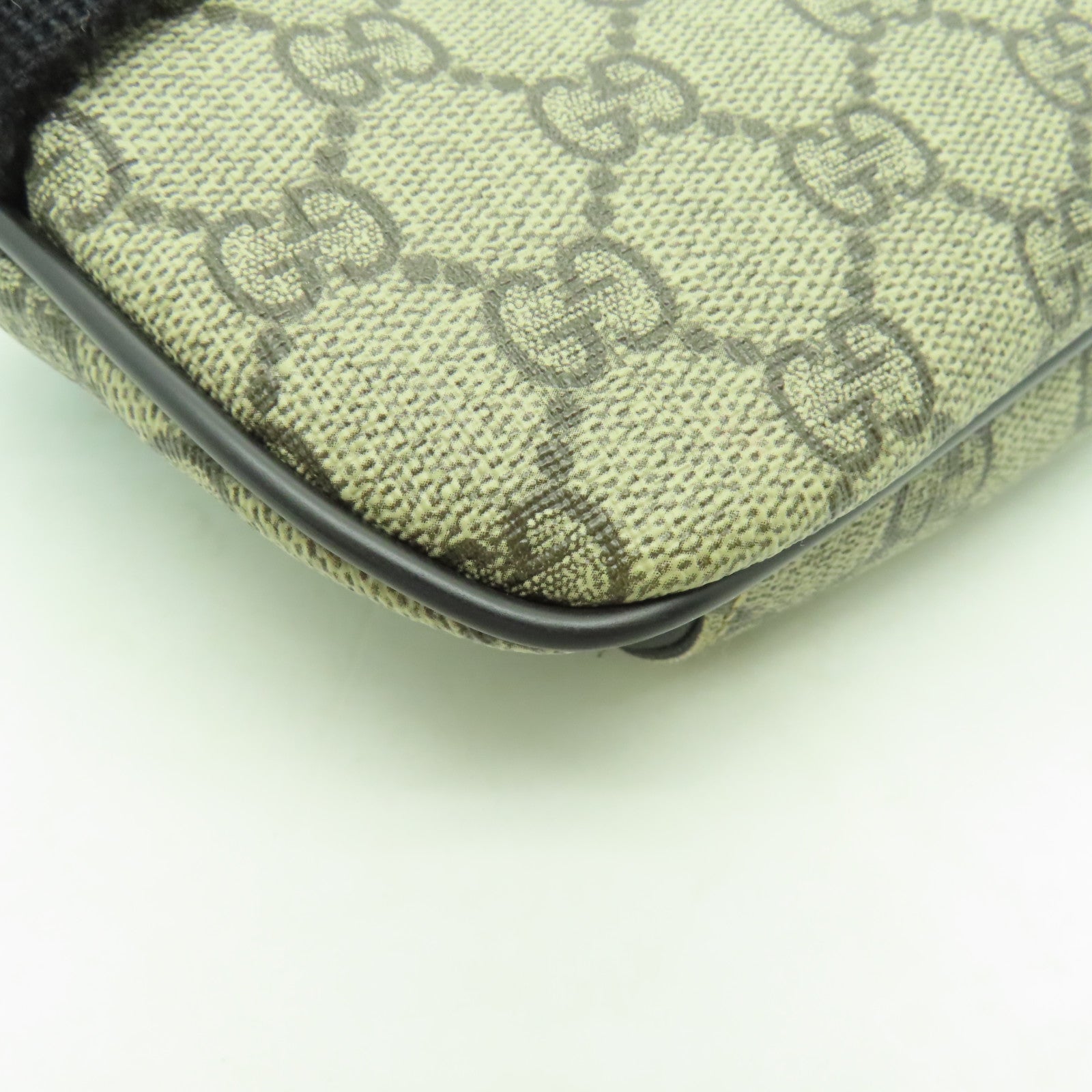 GUCCI 塗層帆布Eden Belt Bag銀扣腰包黒色/棕色