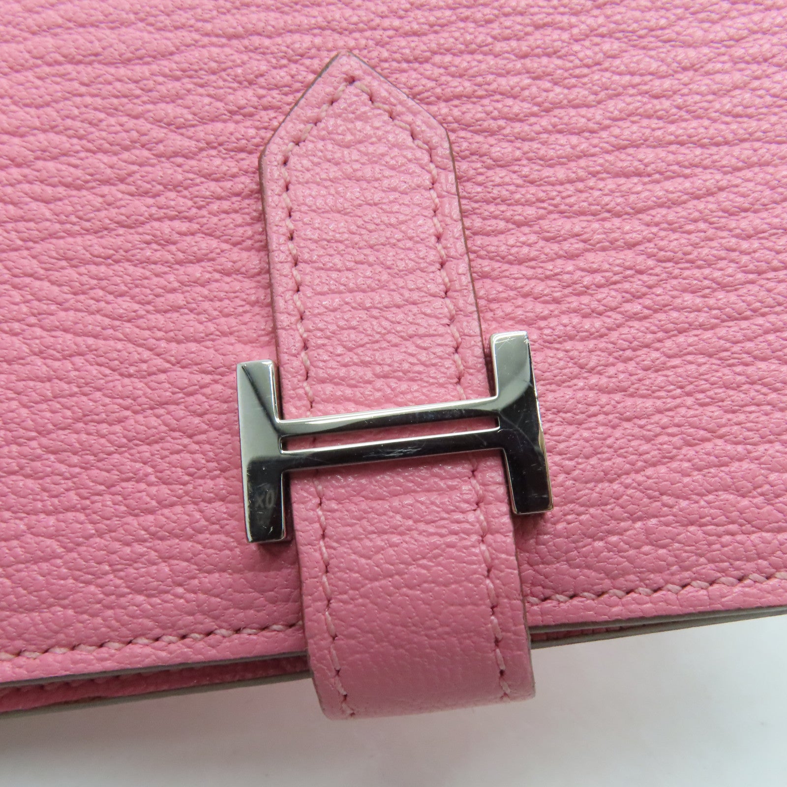 HERMES Chevre皮革Card Case卡片套銀扣粉紅色