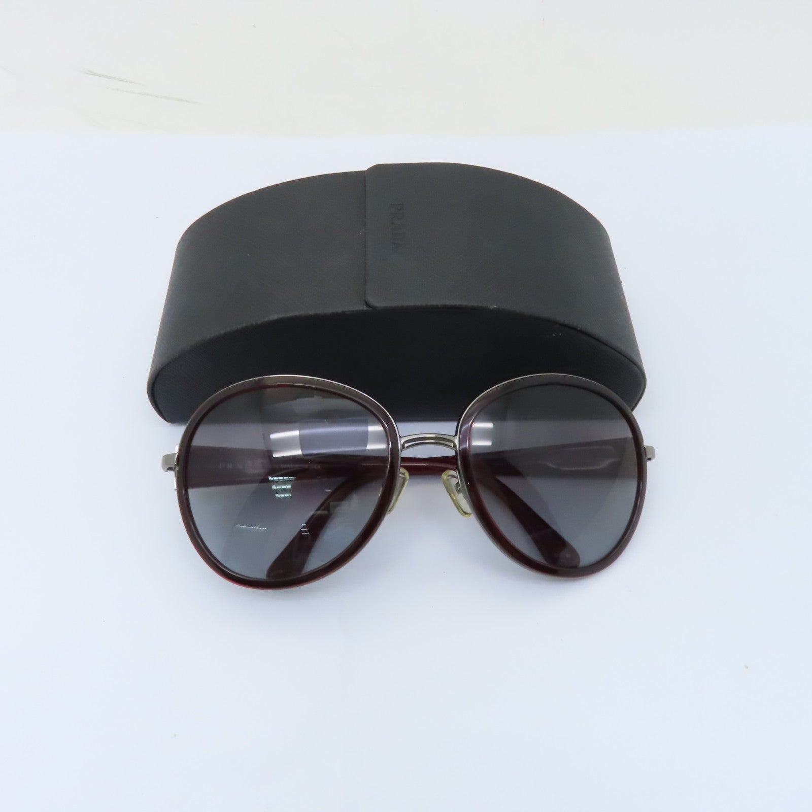 PRADA PVC/金屬Sunglasses銀扣太陽眼鏡紅色