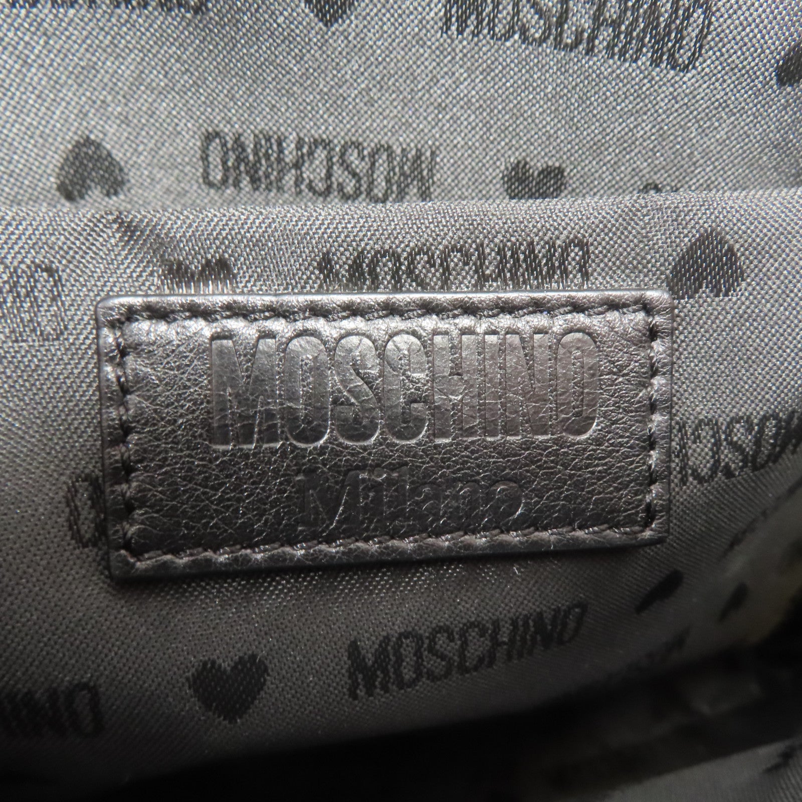 MOSCHINO 牛皮皮革Chain Shoulder金扣鏈帶肩背袋黑色