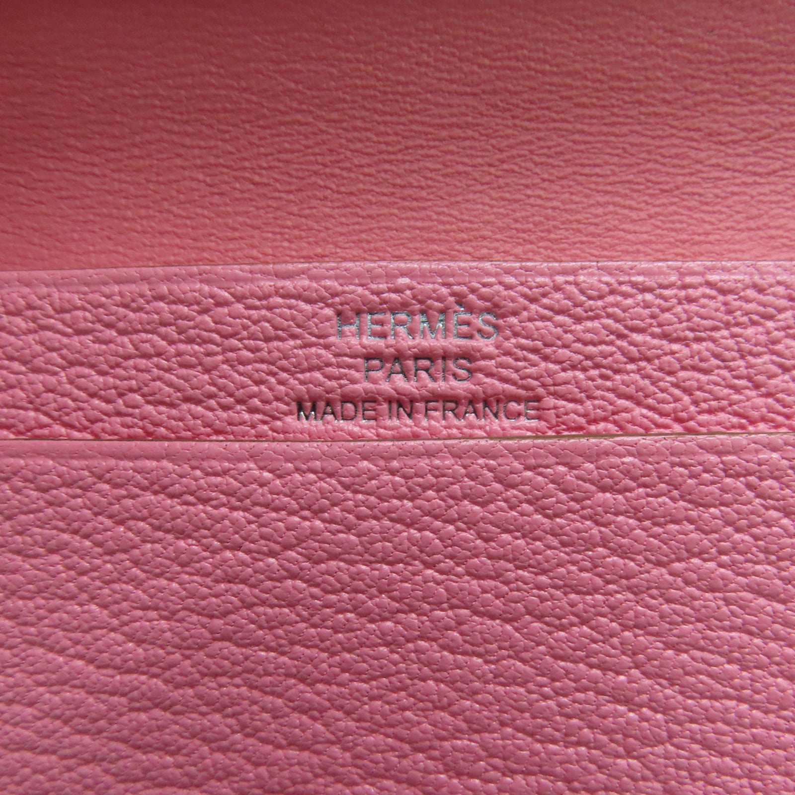 HERMES Chevre皮革Card Case卡片套銀扣粉紅色