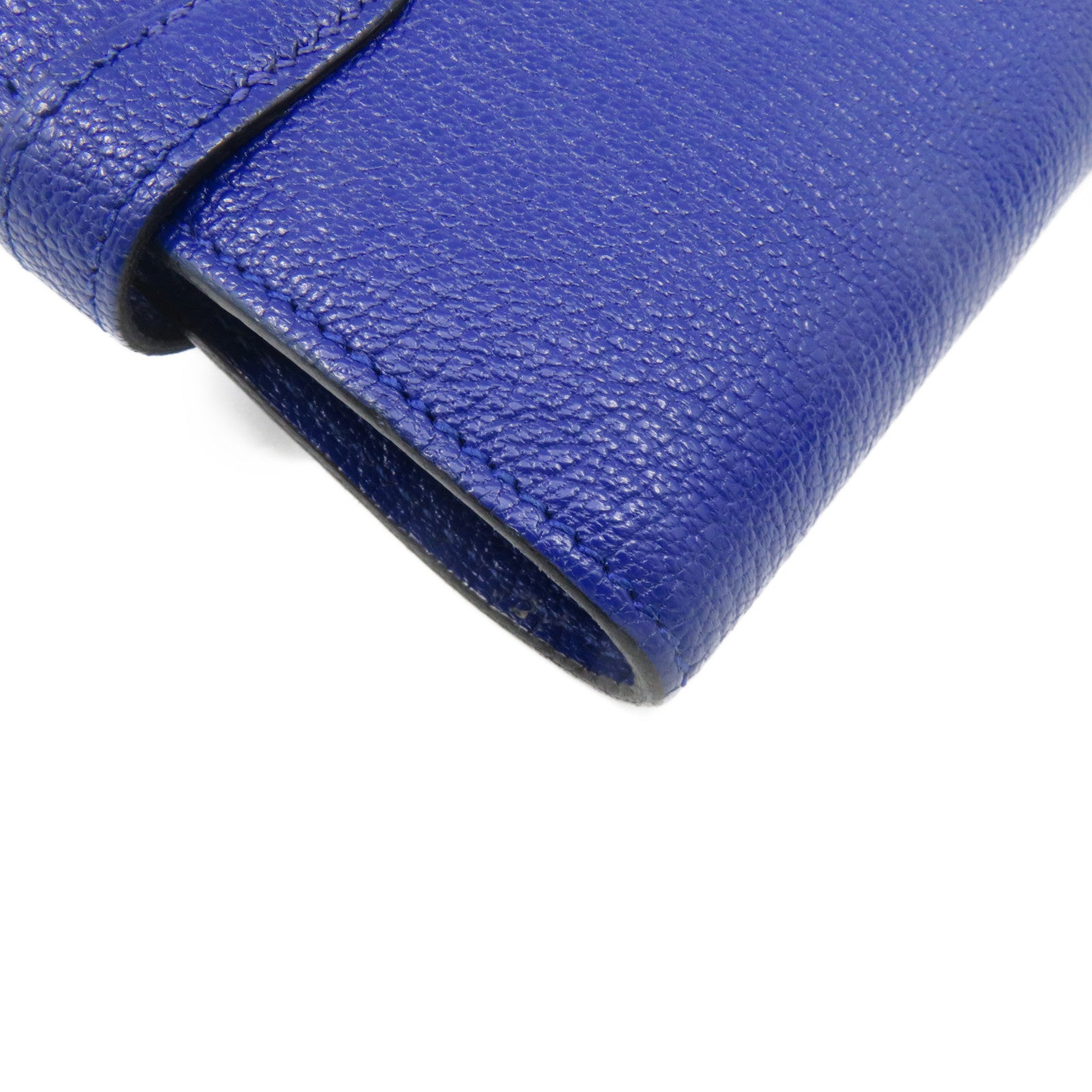 HERMES Chevre皮革Kelly Short Wallet银扣短钱包Bleu Electrique蓝色