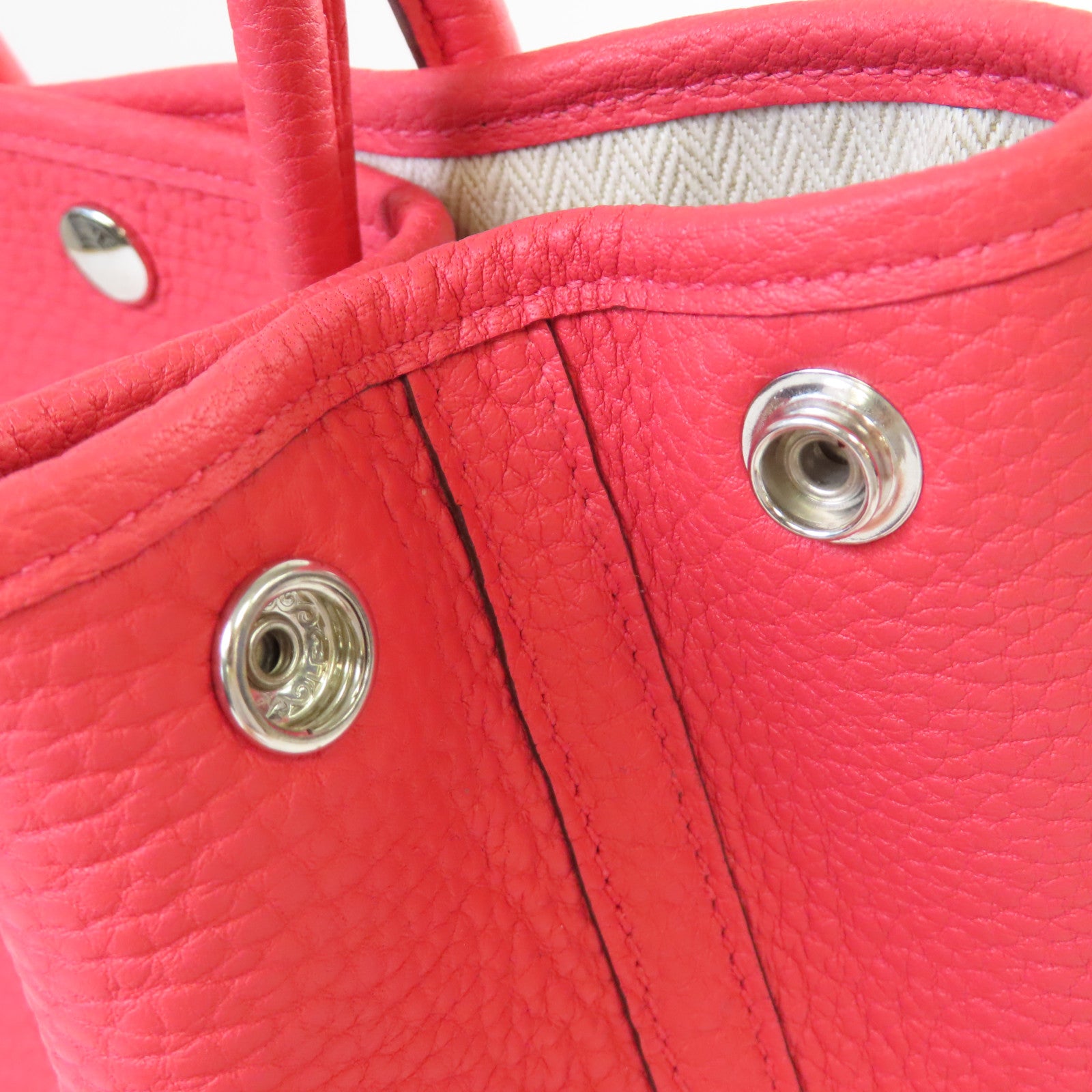 HERMES Negonda皮革Garden Party TPM Tote Bag銀扣手挽袋紅色