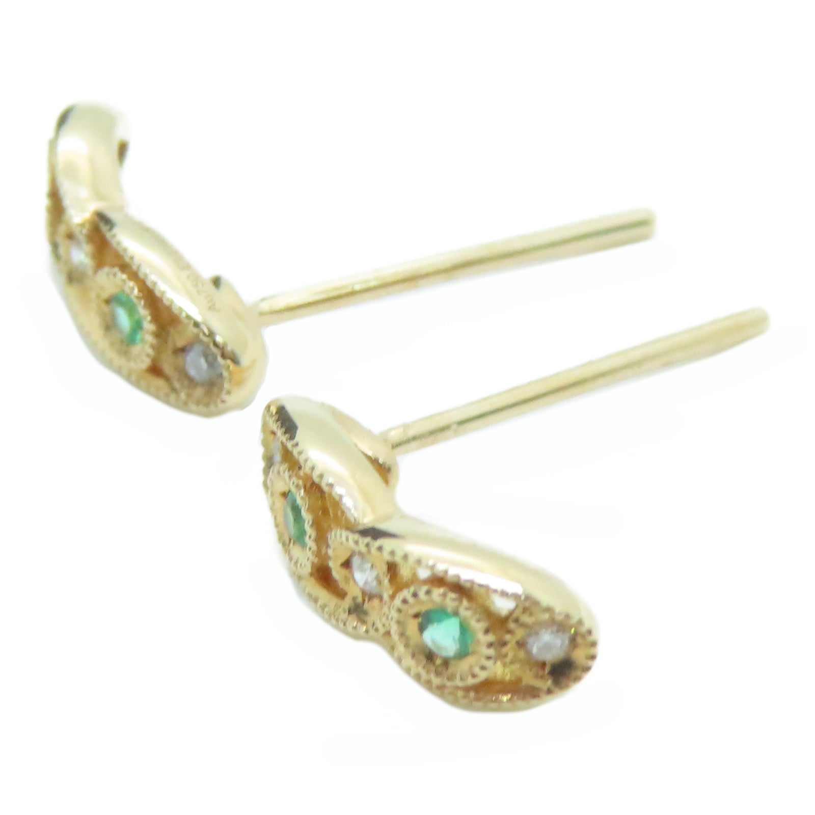 JEWELRY 18K玫瑰金Emerald Diamond Earrings 0.12ct綠寶石0.18ct鑽石耳環
