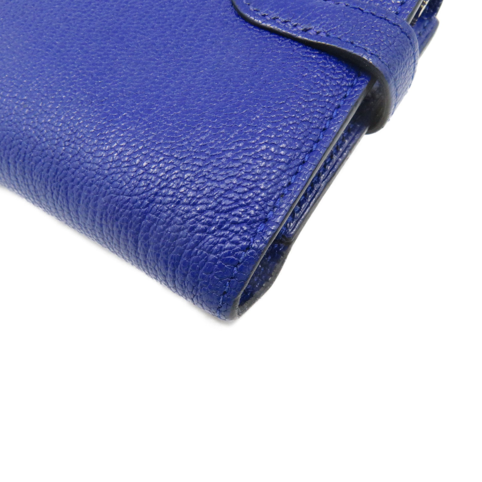 HERMES Chevre皮革Kelly Short Wallet银扣短钱包Bleu Electrique蓝色