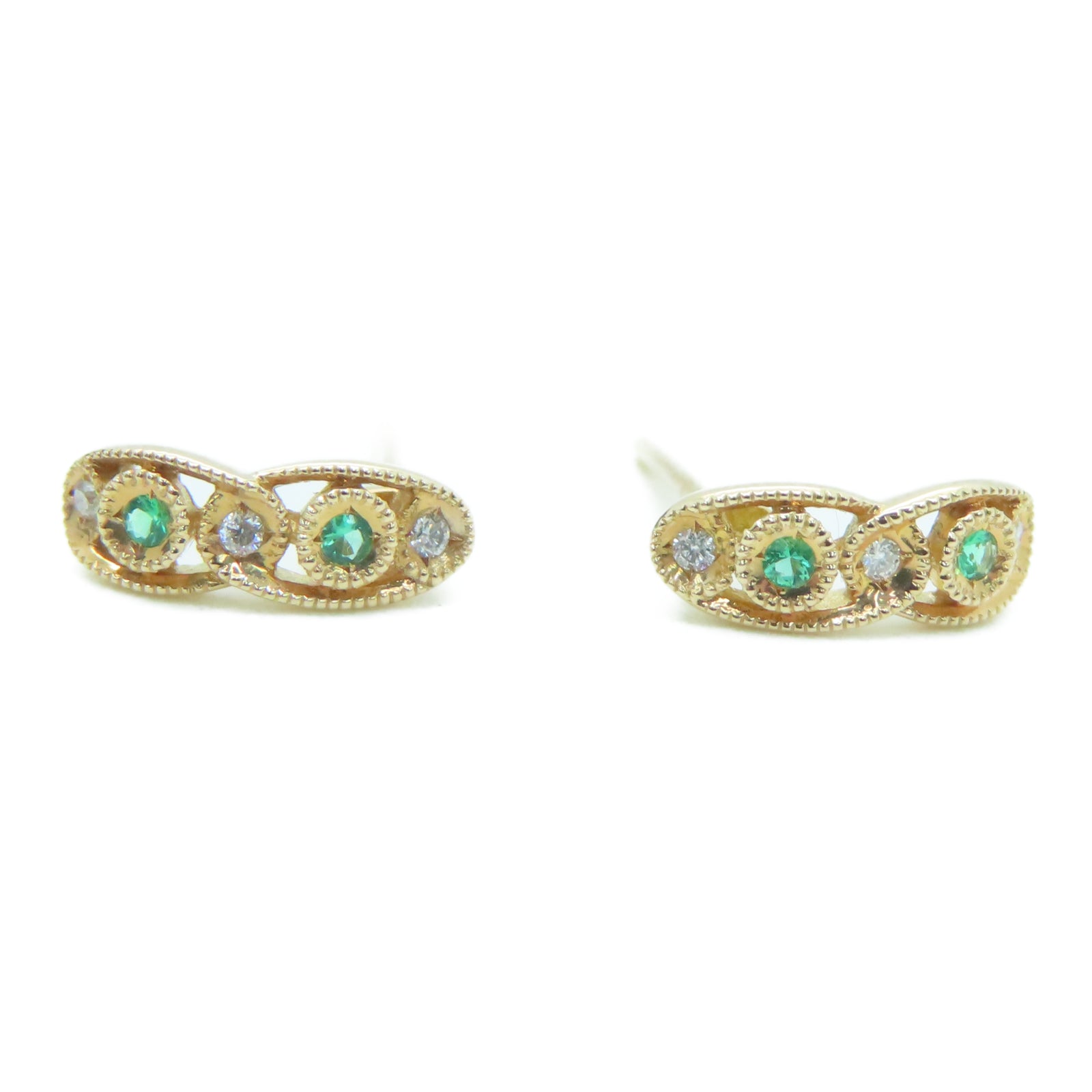 JEWELRY 18K玫瑰金Emerald Diamond Earrings 0.12ct綠寶石0.18ct鑽石耳環