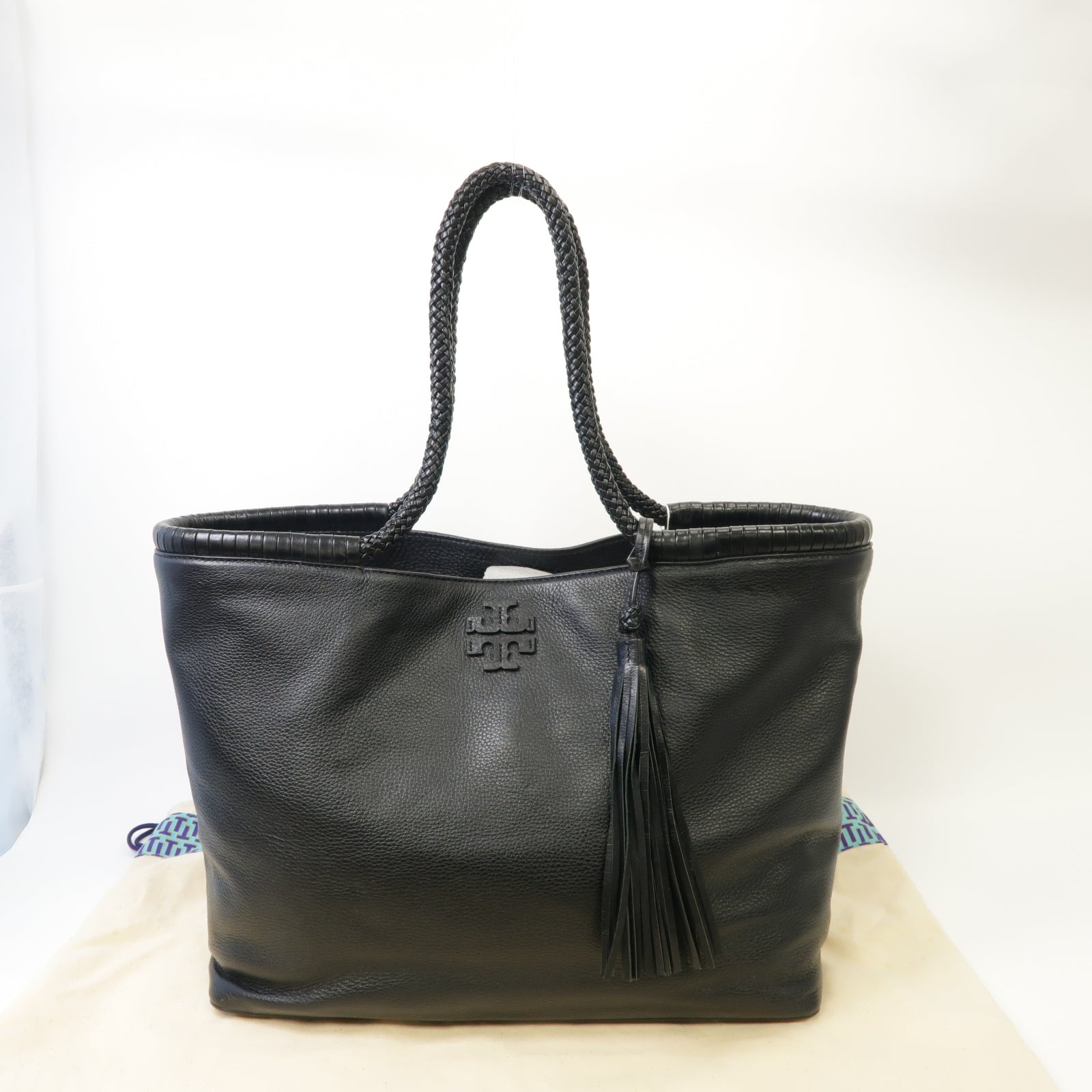Tory Burch 牛皮皮革Tote Bag金扣手挽袋黒色