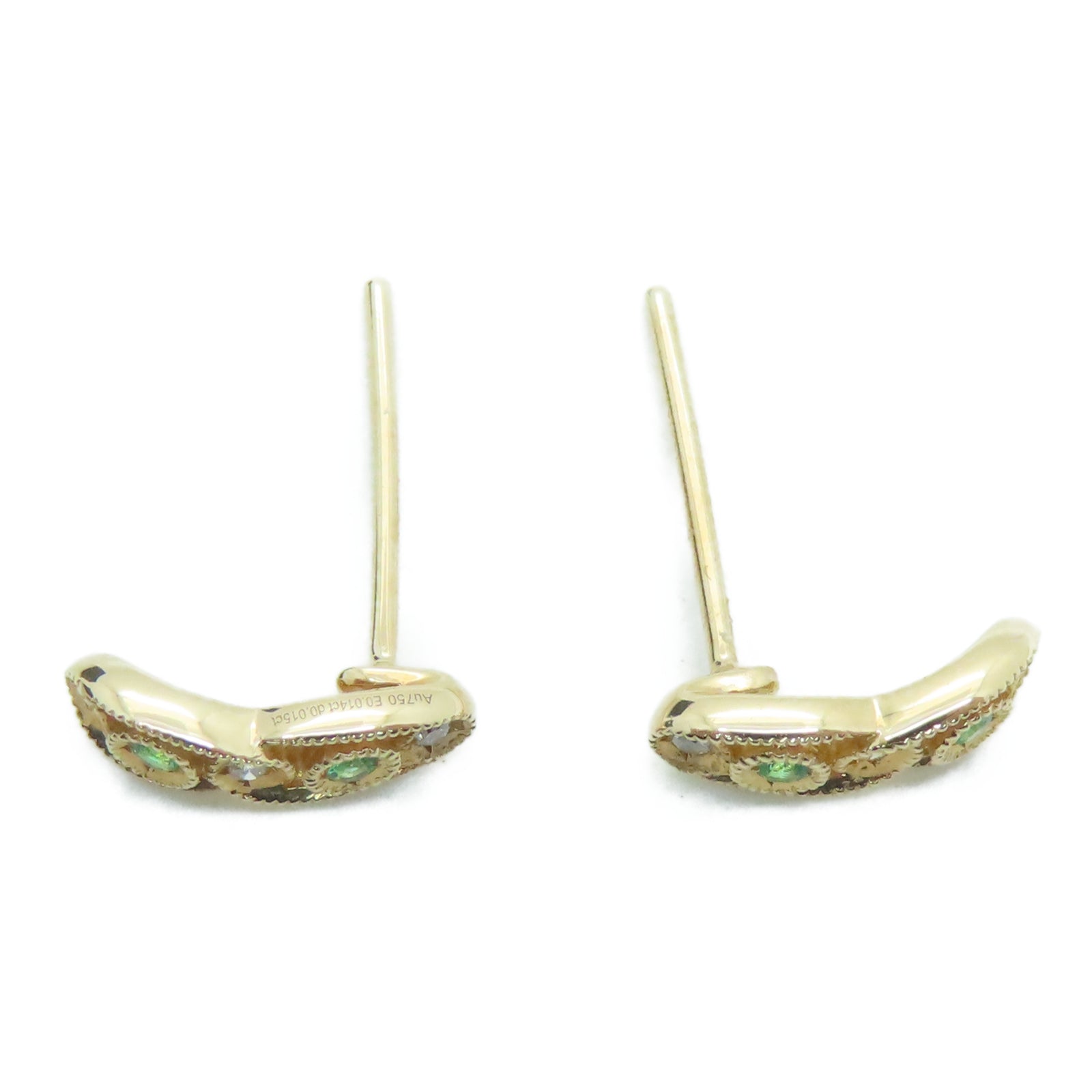 JEWELRY 18K玫瑰金Emerald Diamond Earrings 0.12ct綠寶石0.18ct鑽石耳環