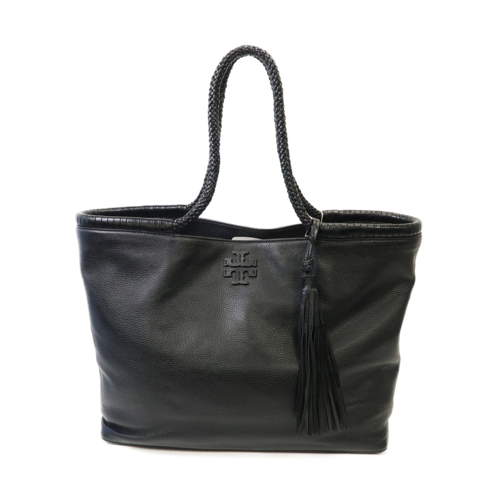 Tory Burch 牛皮皮革Tote Bag金扣手挽袋黒色