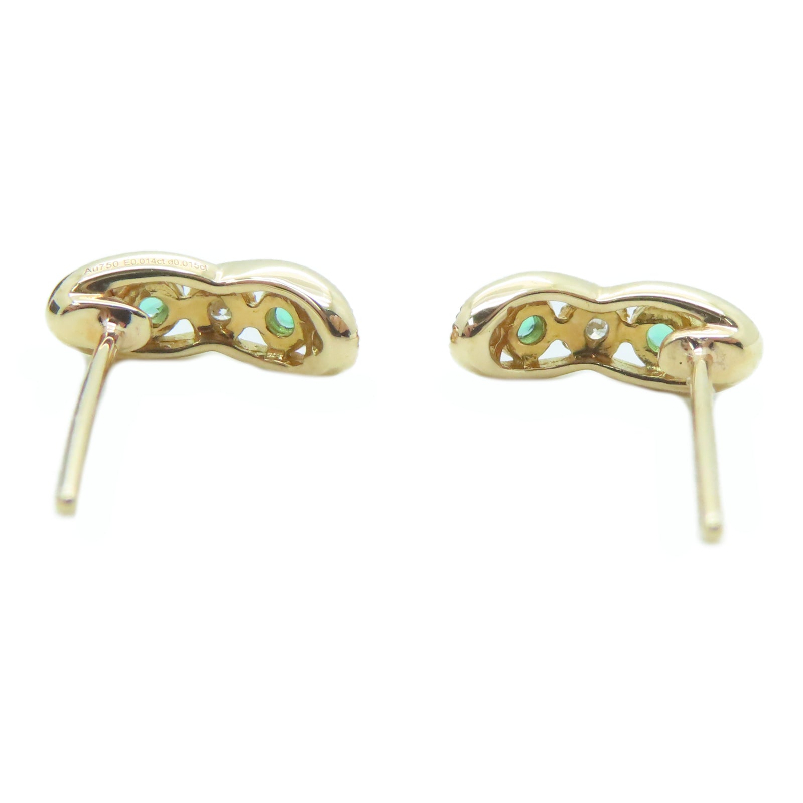 JEWELRY 18K玫瑰金Emerald Diamond Earrings 0.12ct綠寶石0.18ct鑽石耳環