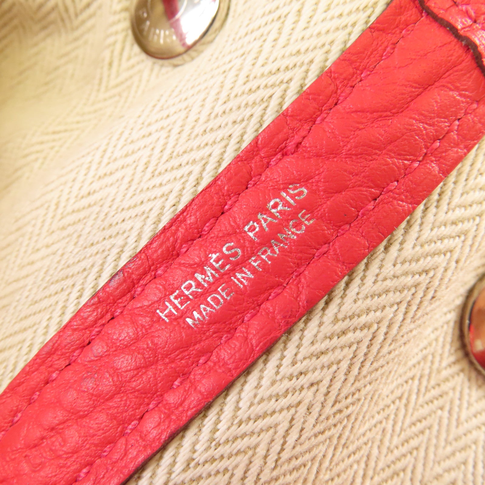 HERMES Negonda皮革Garden Party TPM Tote Bag銀扣手挽袋紅色