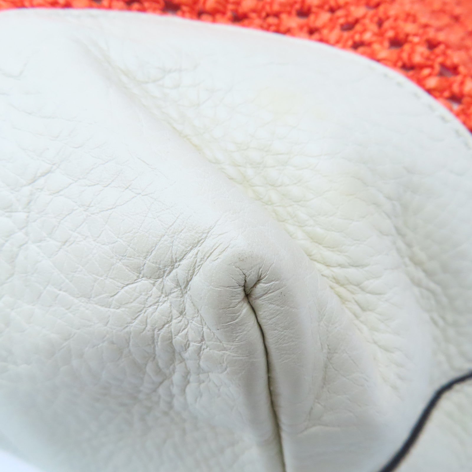 GUCCI Straw/牛皮皮革Top Handle Bamboo Tot Bag手挽袋橙色