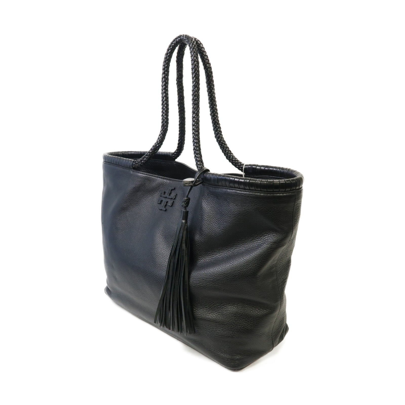 Tory Burch 牛皮皮革Tote Bag金扣手挽袋黒色