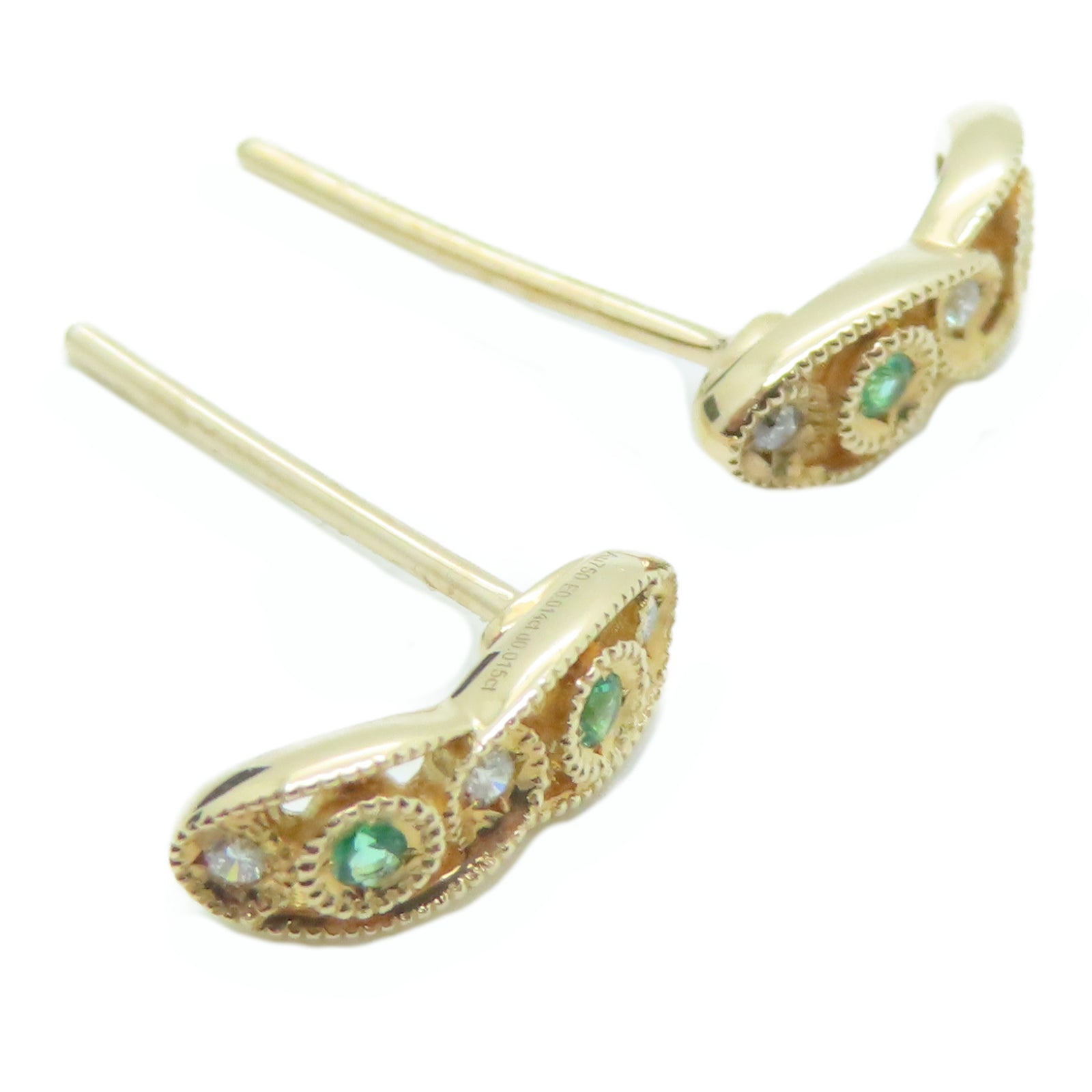 JEWELRY 18K玫瑰金Emerald Diamond Earrings 0.12ct綠寶石0.18ct鑽石耳環