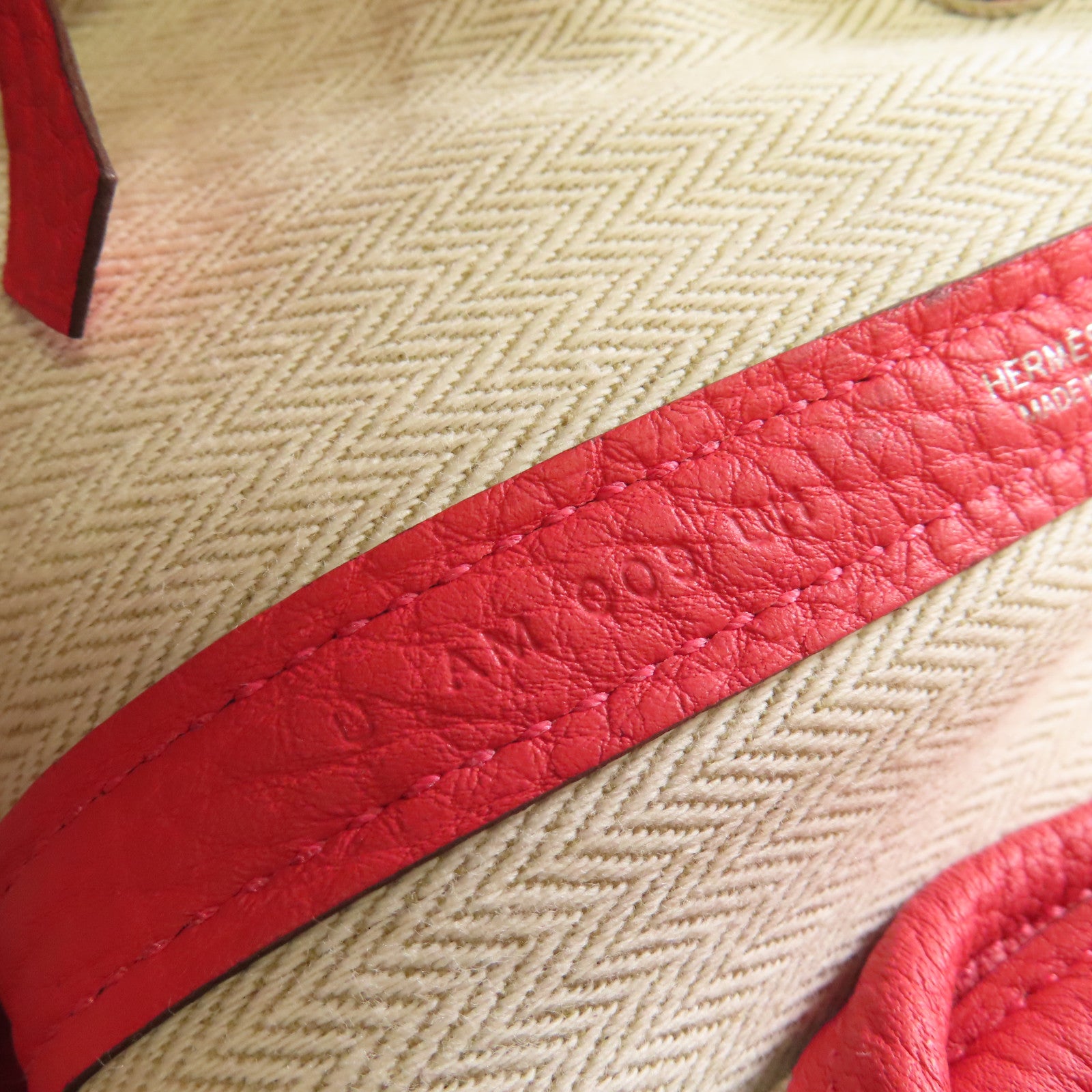 HERMES Negonda皮革Garden Party TPM Tote Bag銀扣手挽袋紅色
