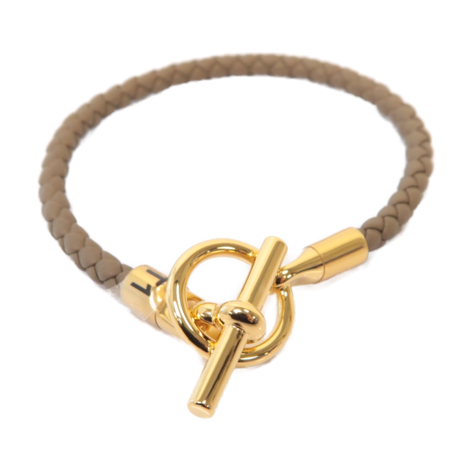 HERMES Swift皮革Glenan Bracelet金扣手鐲灰色