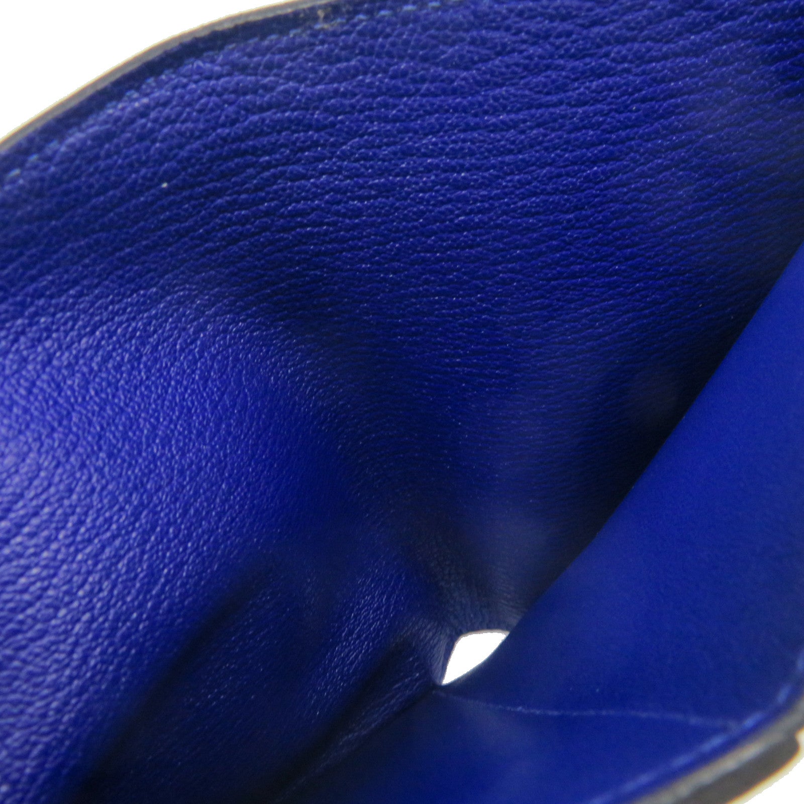 HERMES Chevre皮革Kelly Short Wallet银扣短钱包Bleu Electrique蓝色