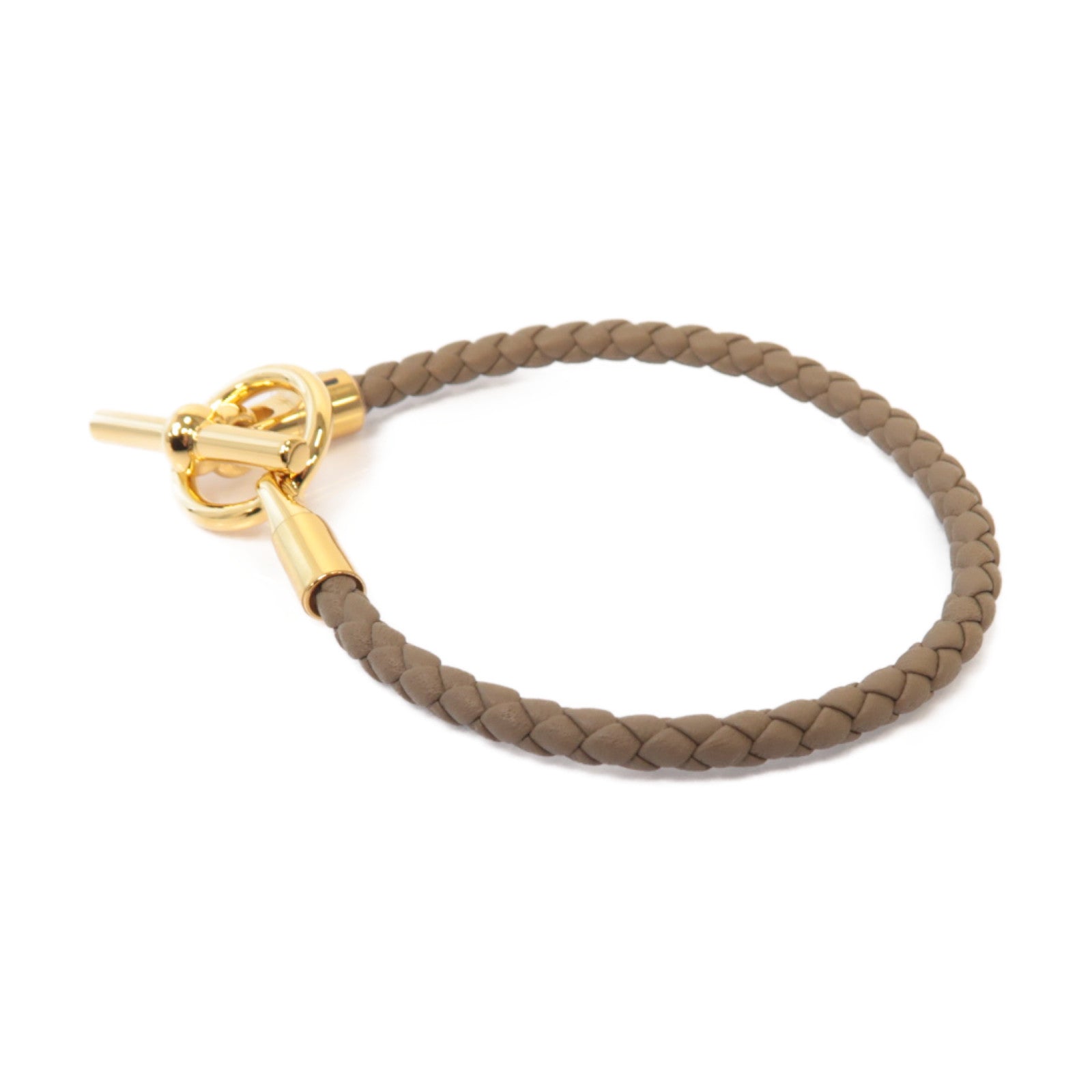 HERMES Swift皮革Glenan Bracelet金扣手鐲灰色