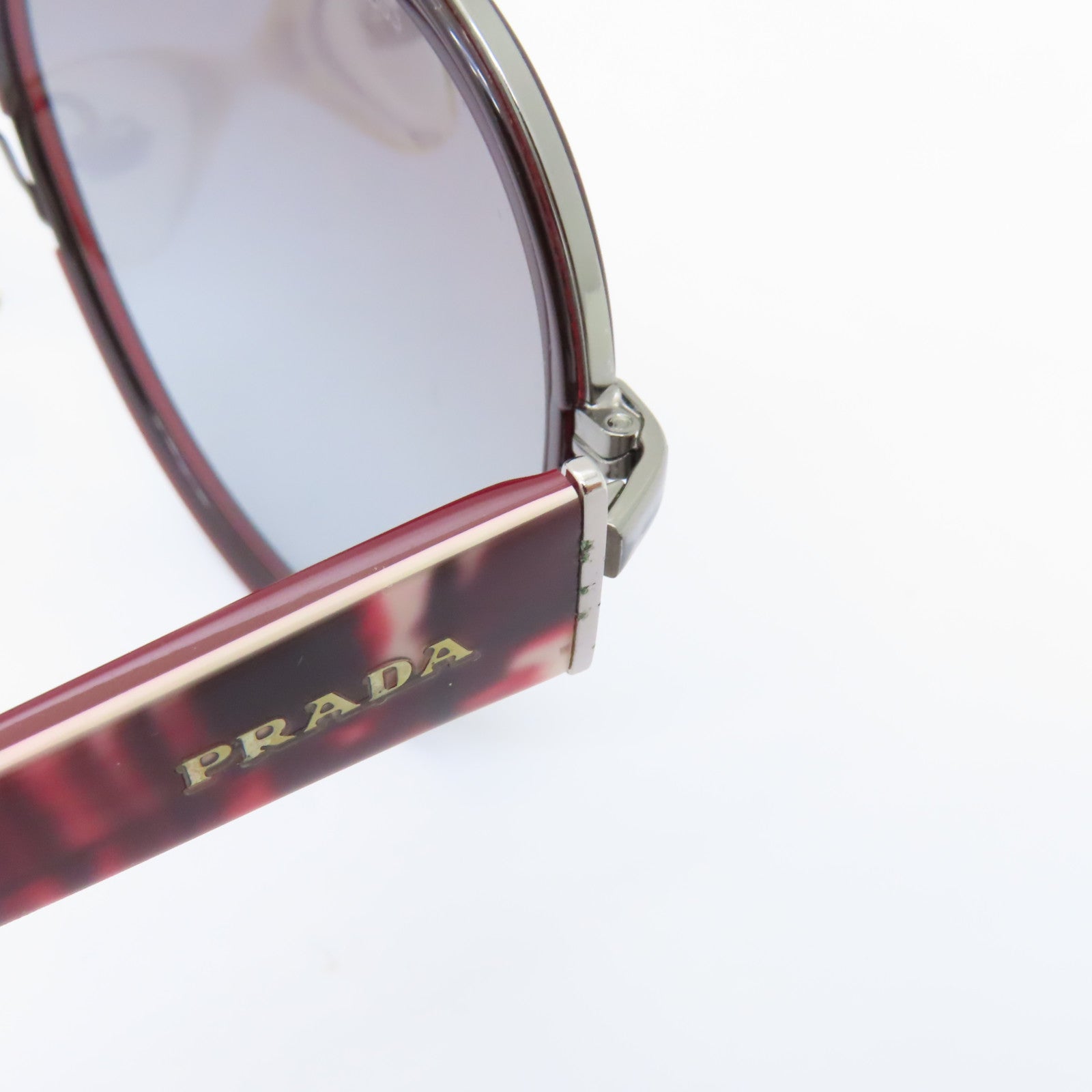 PRADA PVC/金屬Sunglasses銀扣太陽眼鏡紅色