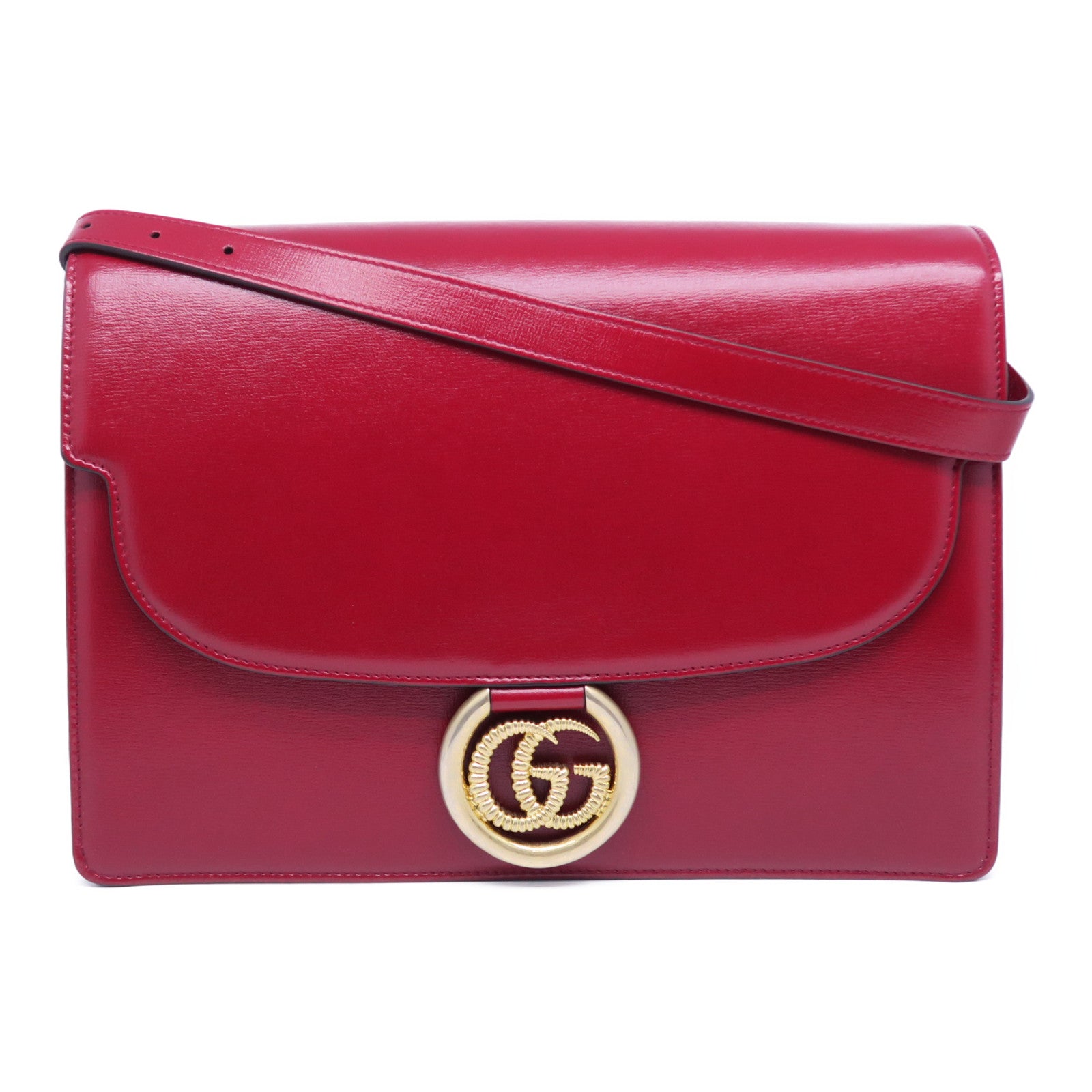 GUCCI 牛皮皮革Shoulder Bag金扣肩背袋紅色