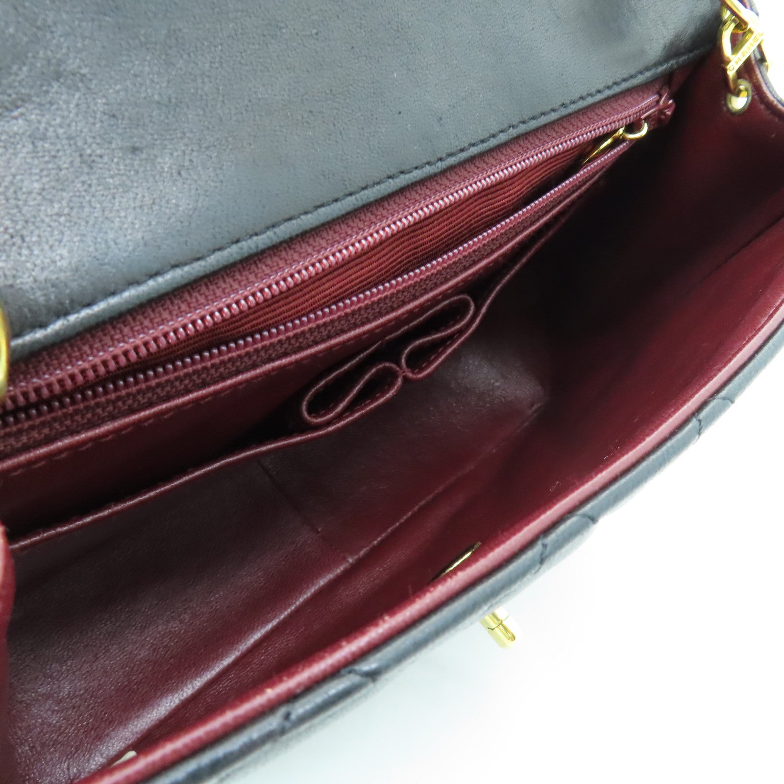 CHANEL Sheepskin Leather Vintage 20cm Gold Buckle Chain Shoulder Bag Black