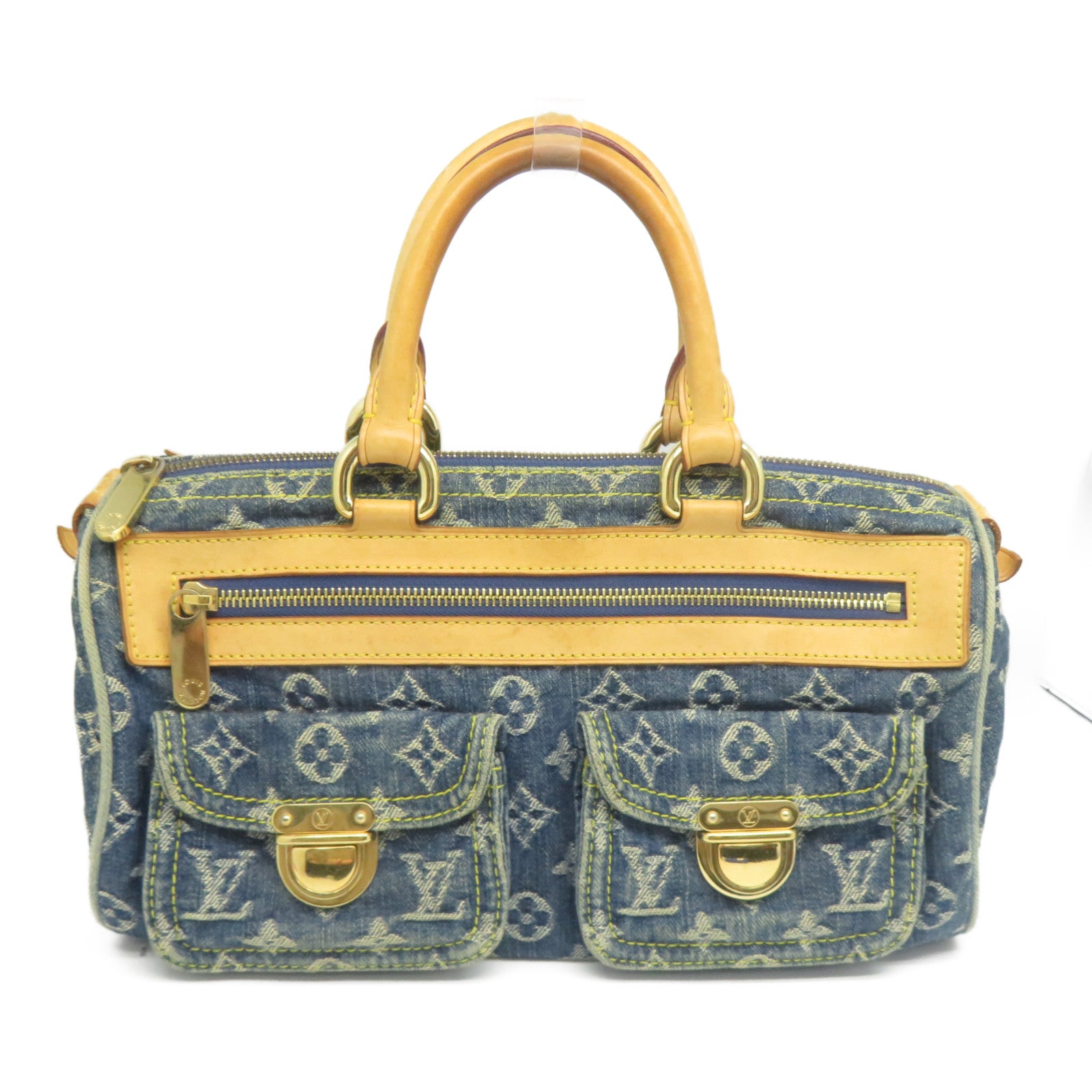 LOUIS VUITTON Monogram Denim Neo Speedy金扣手挽袋藍色