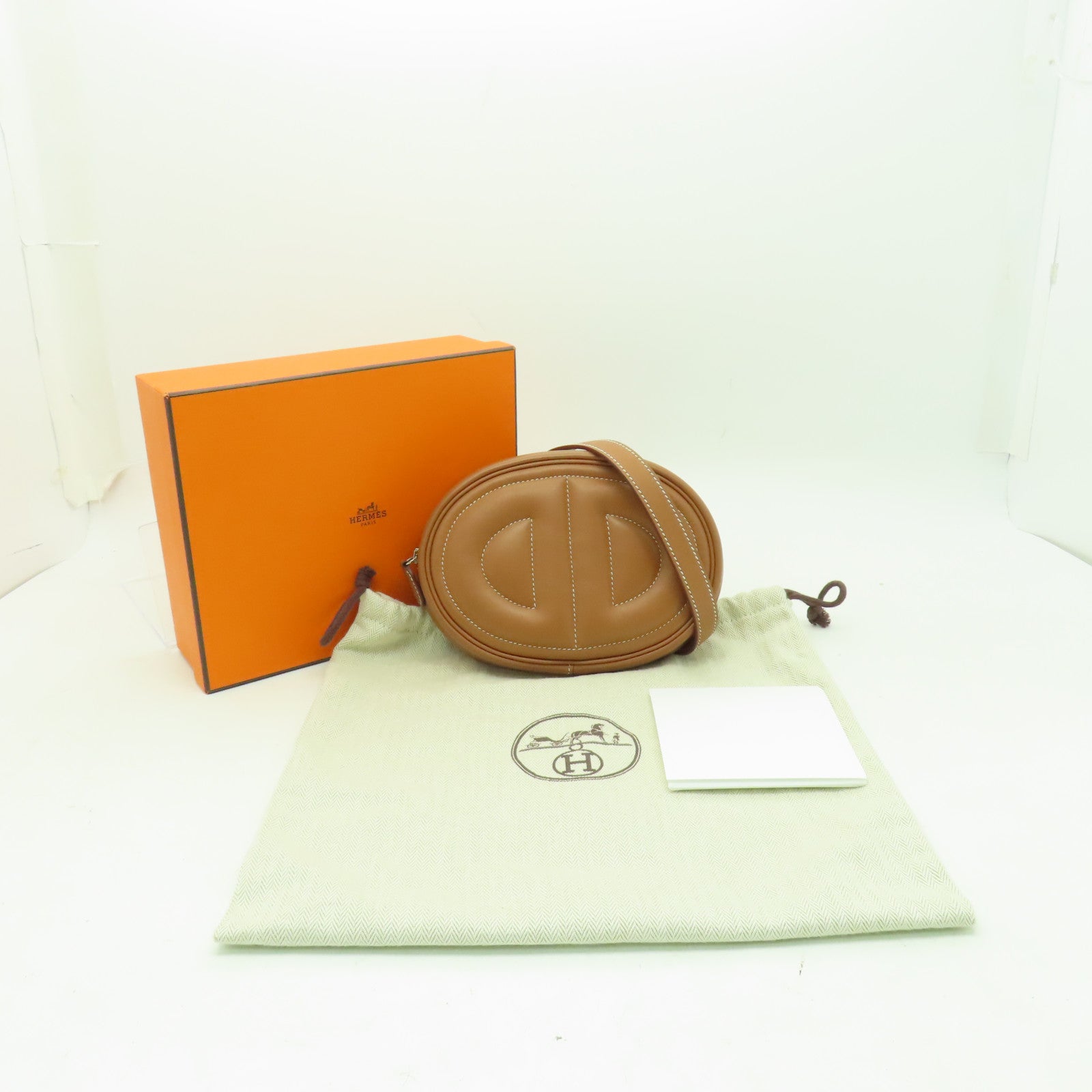 HERMES Swift皮革In The Loop Belt Bag銀扣腰包經典駝色