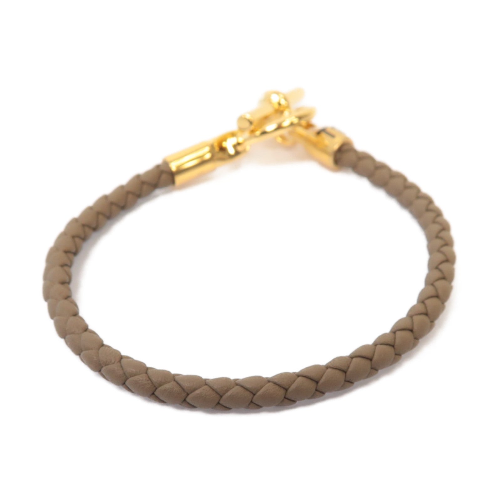 HERMES Swift皮革Glenan Bracelet金扣手鐲灰色