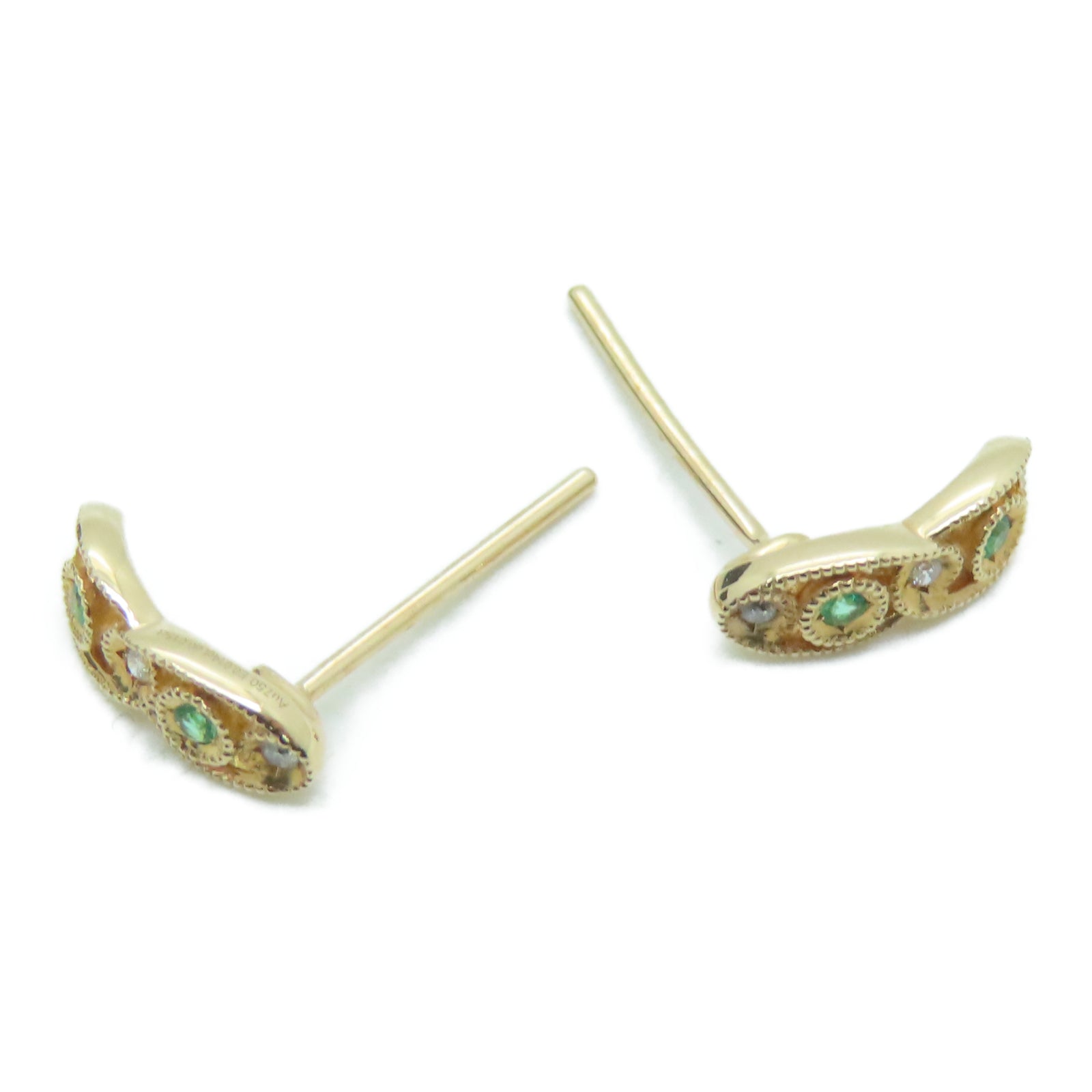 JEWELRY 18K玫瑰金Emerald Diamond Earrings 0.12ct綠寶石0.18ct鑽石耳環