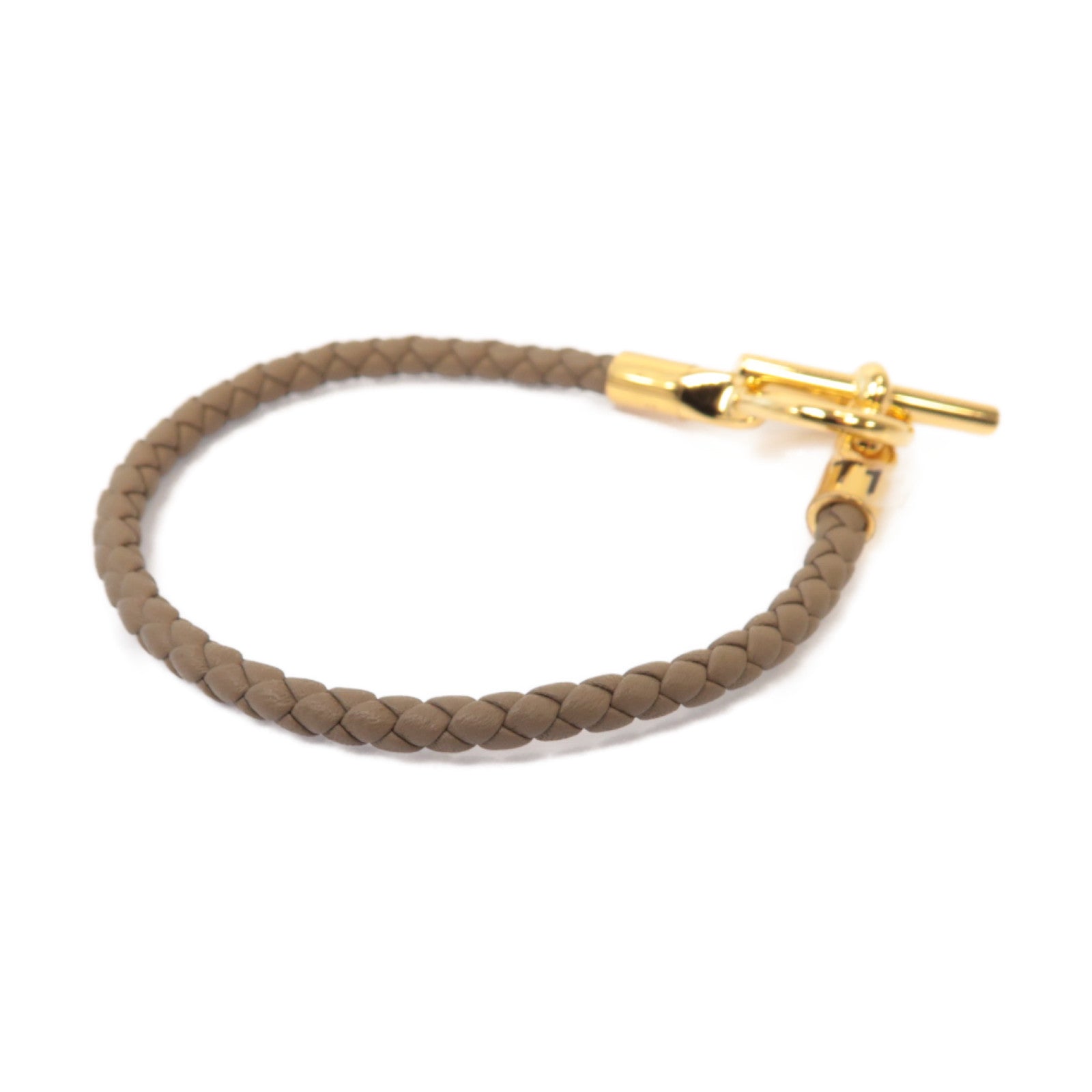 HERMES Swift皮革Glenan Bracelet金扣手鐲灰色