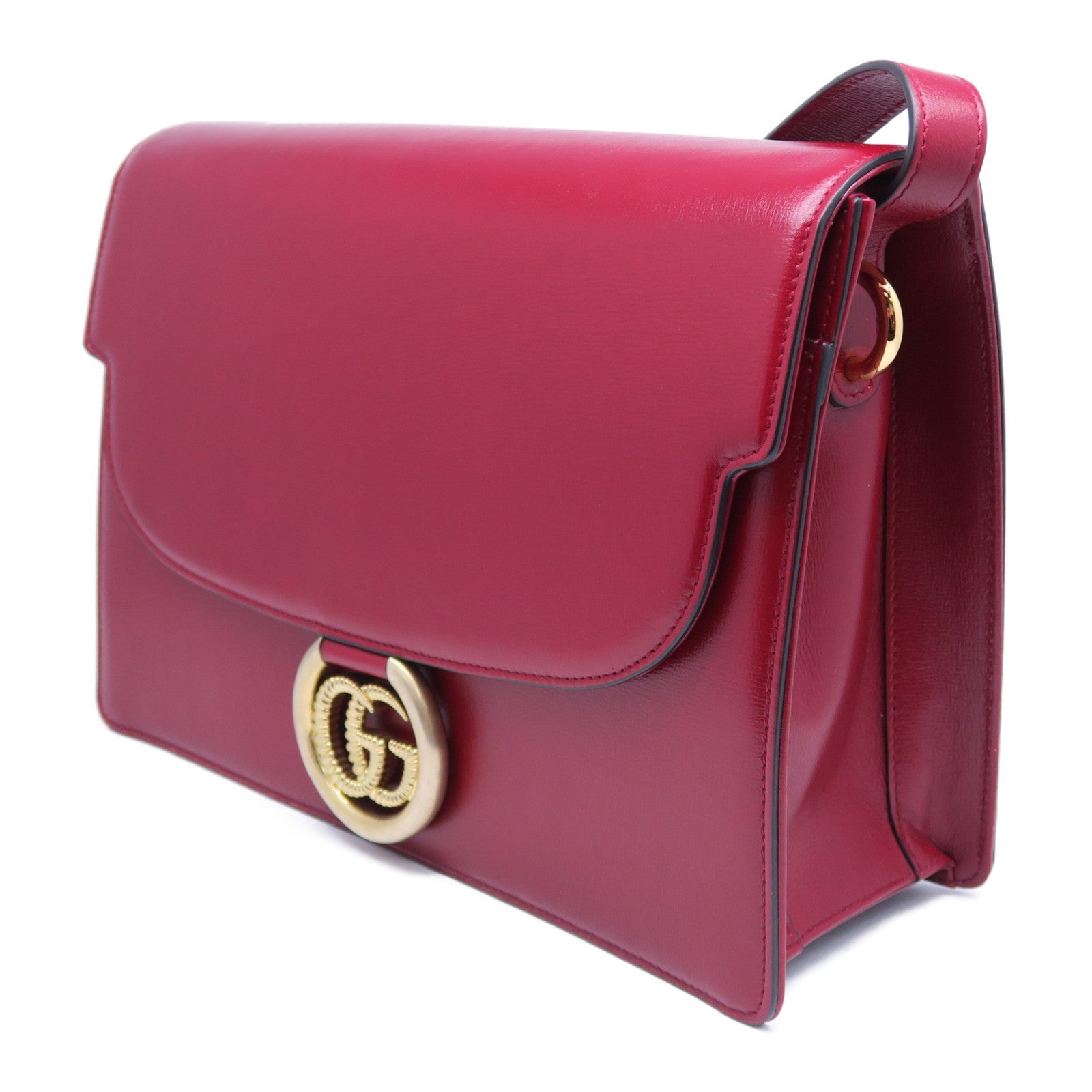 GUCCI 牛皮皮革Shoulder Bag金扣肩背袋紅色
