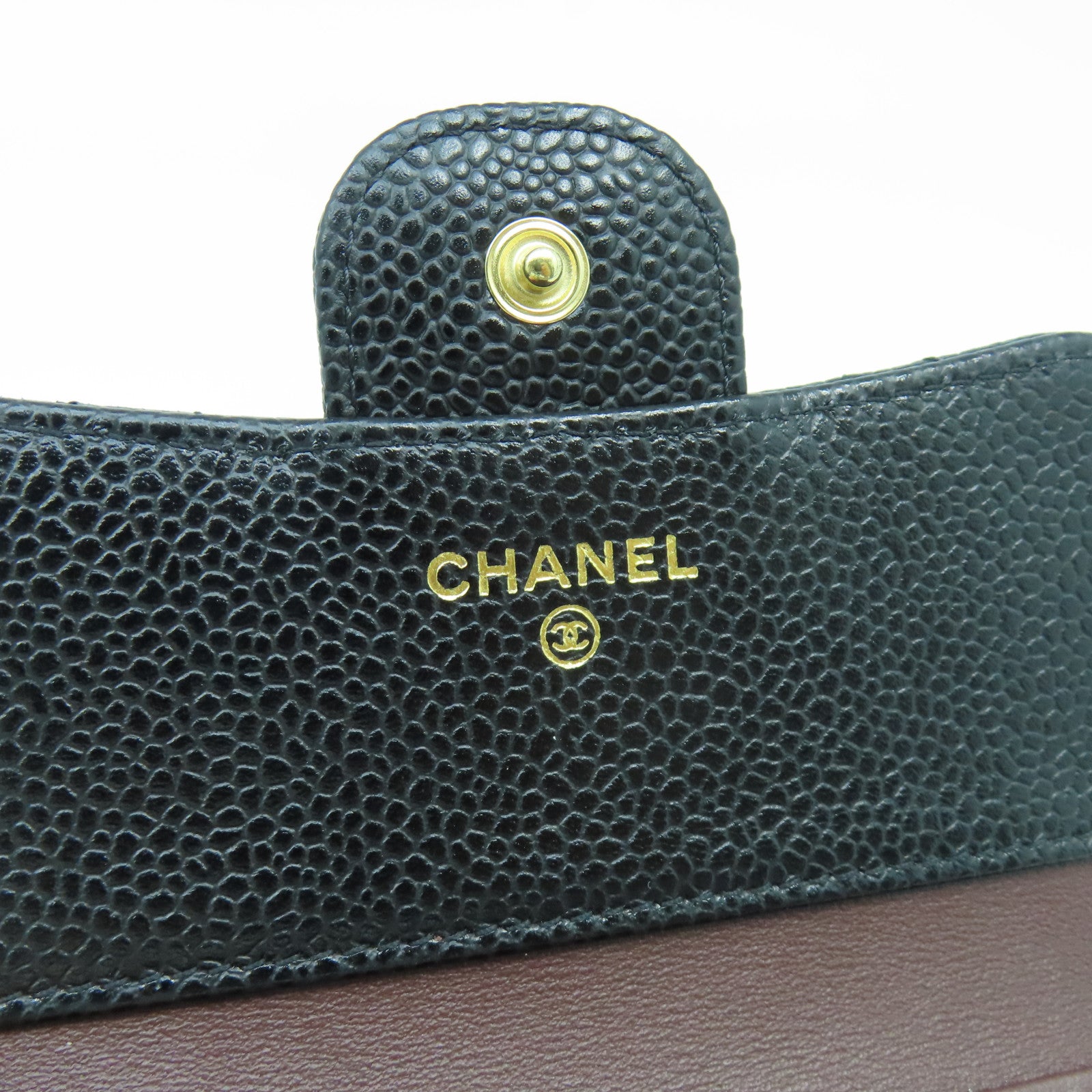 CHANEL 菱格Caviar皮革Wallet金扣錢包黑色