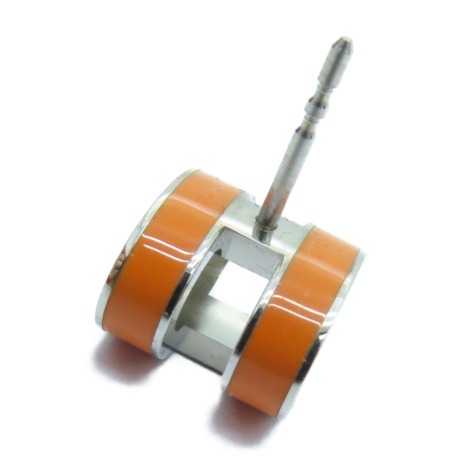 HERMES Metal Earrings H Pop Gold Buckle Earrings Orange