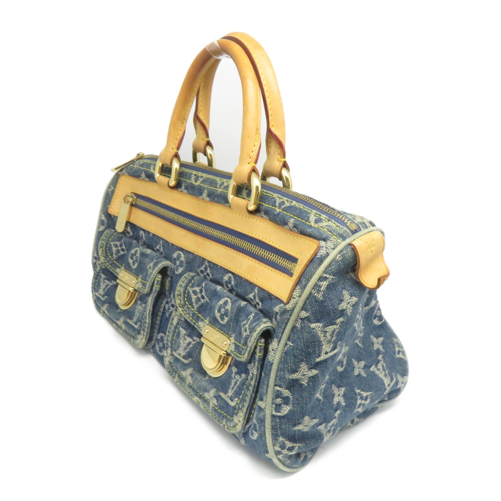 LOUIS VUITTON Monogram Denim Neo Speedy金扣手挽袋藍色