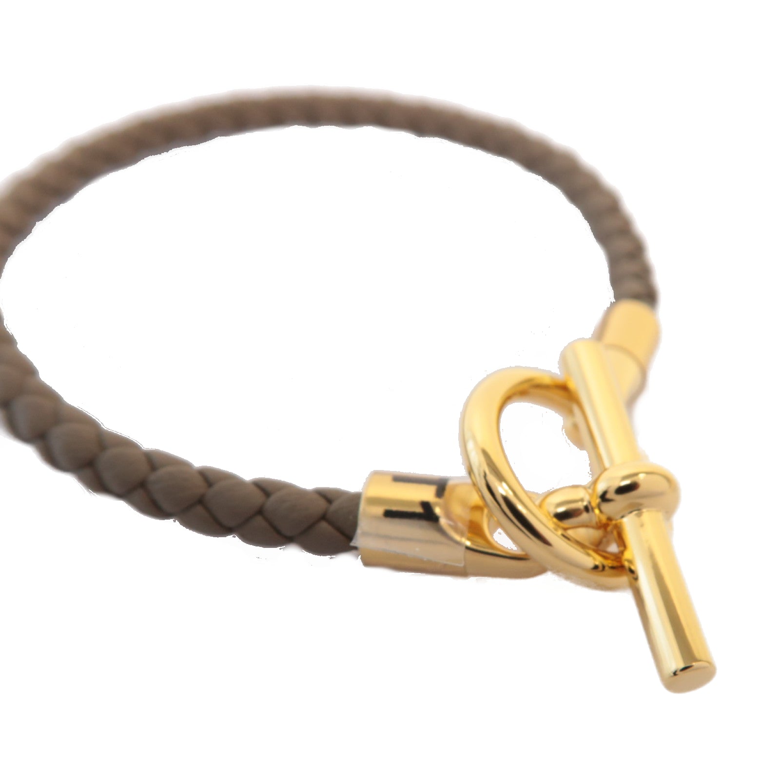 HERMES Swift皮革Glenan Bracelet金扣手鐲灰色