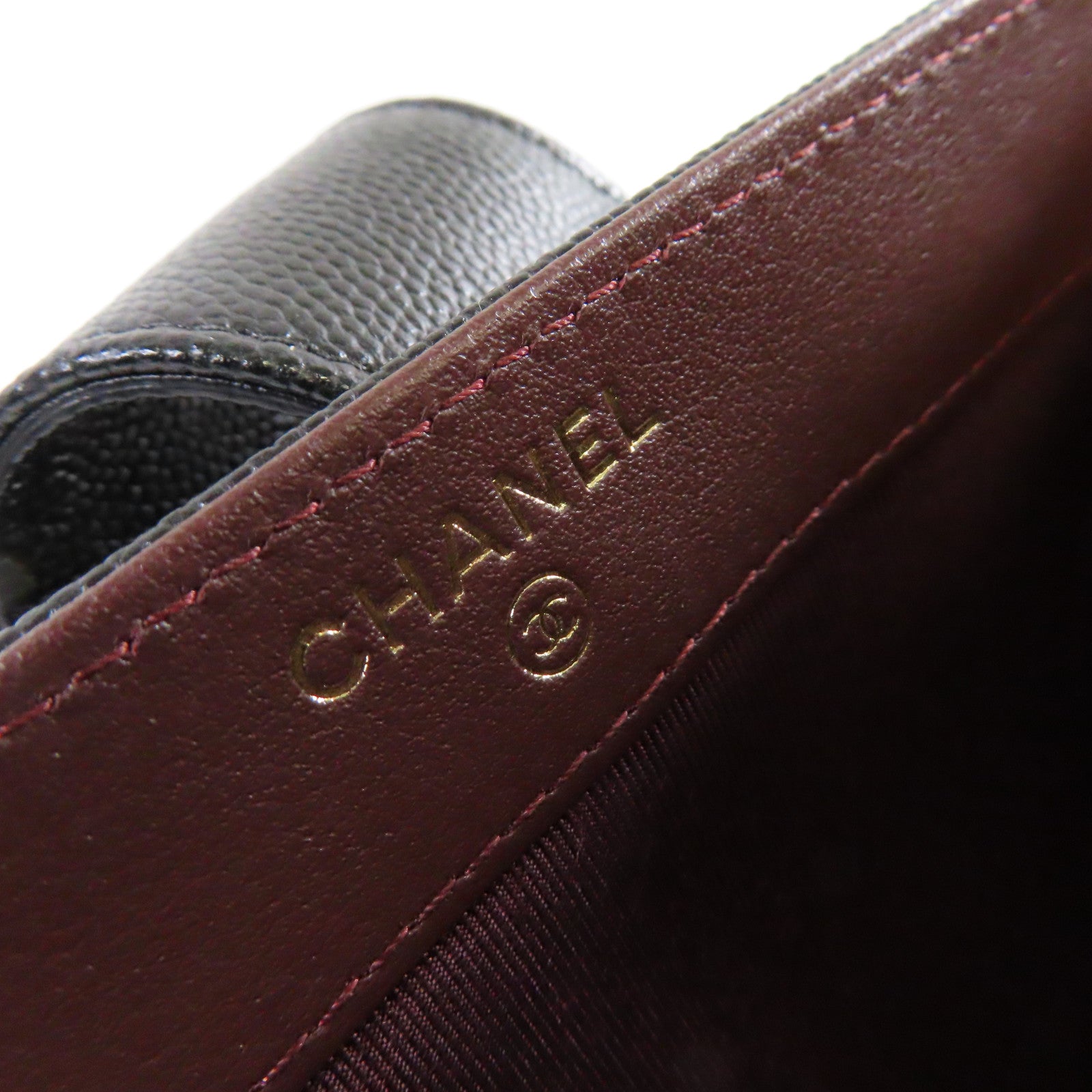 CHANEL 菱格Caviar皮革Pouch Wallet銀扣手拿錢包黑色
